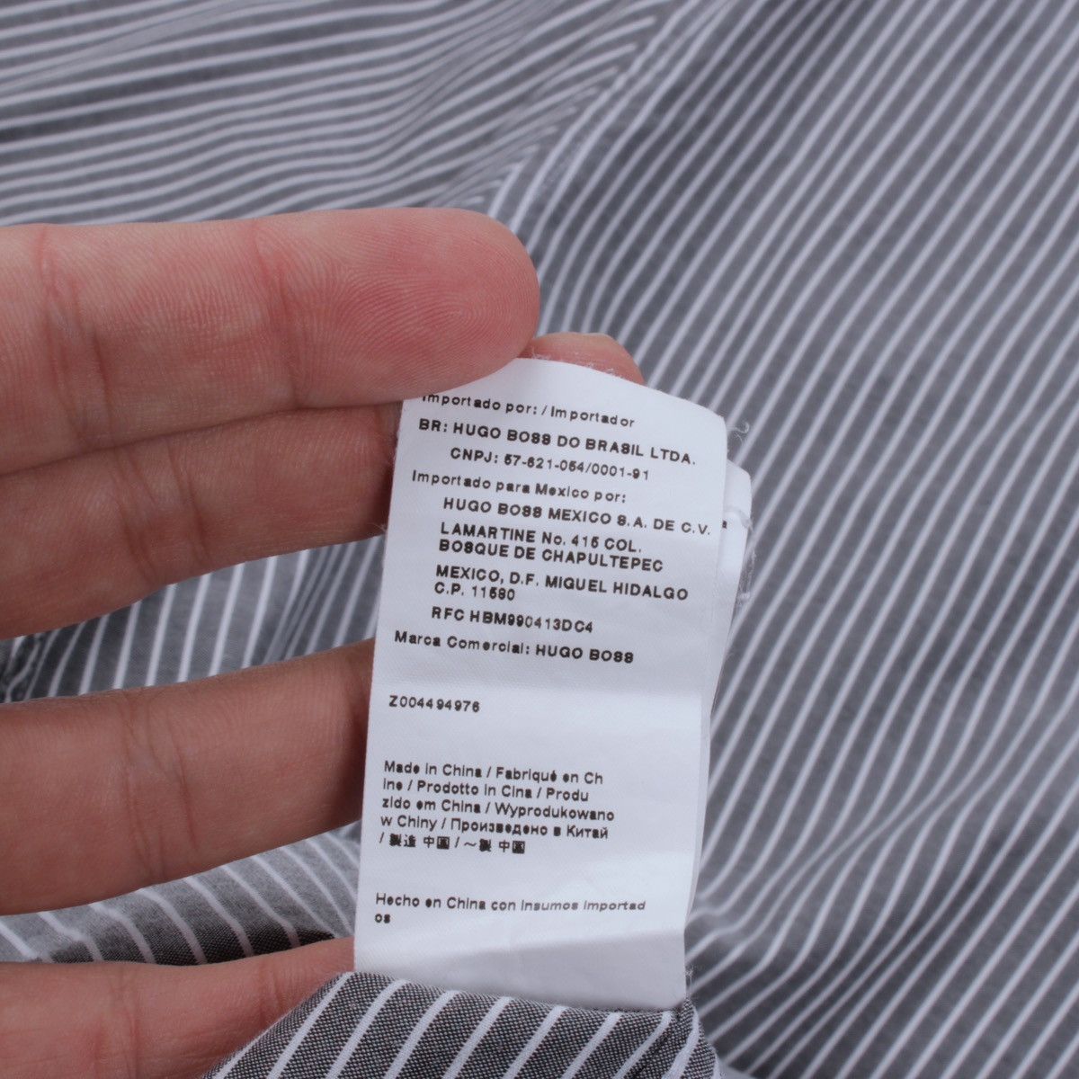 Designer × Hugo Boss HUGO BOSS Lorenzo Striped Gray White Shirt Dress Casual Size US L / EU 52-54 / 3 - 18 Thumbnail