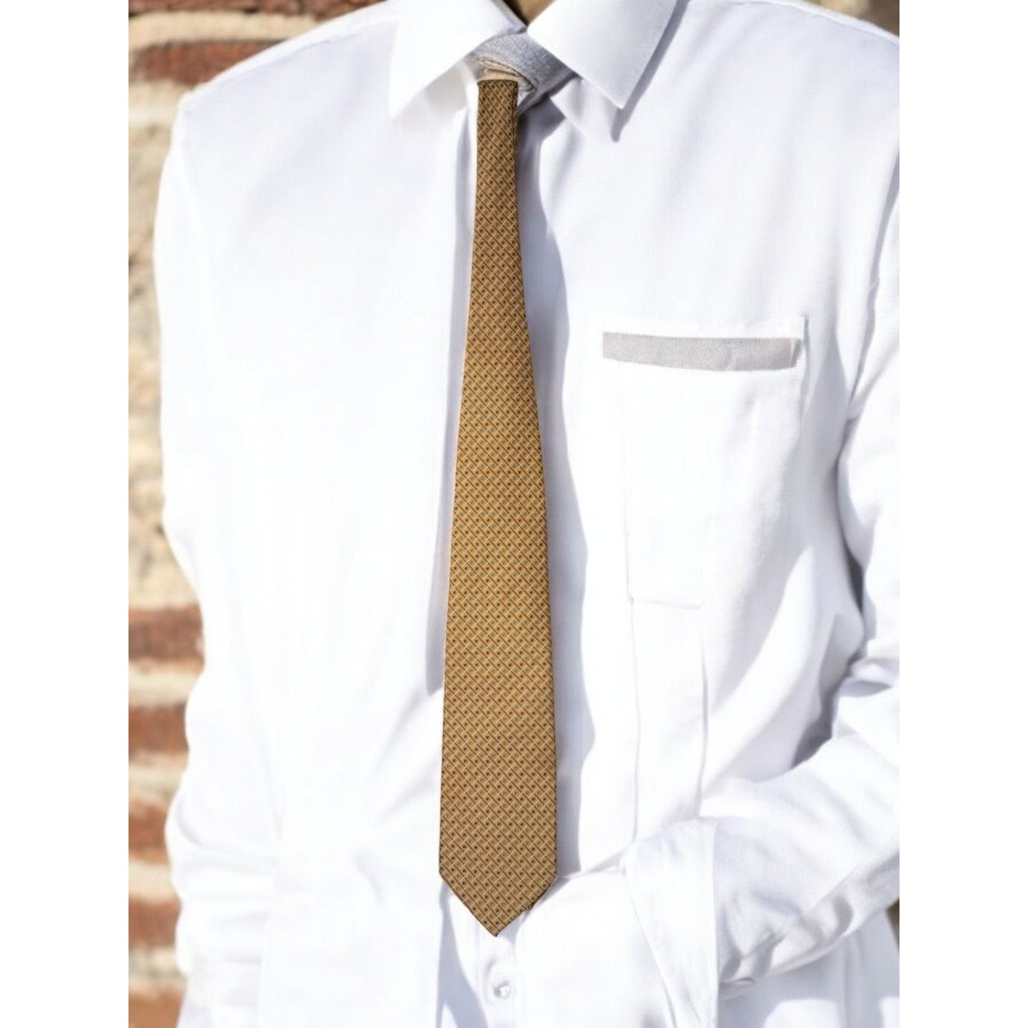 Other Keith Daniels 100% Polyester Tie – Handmade in China, Gold G Size ONE SIZE - 1 Thumbnail