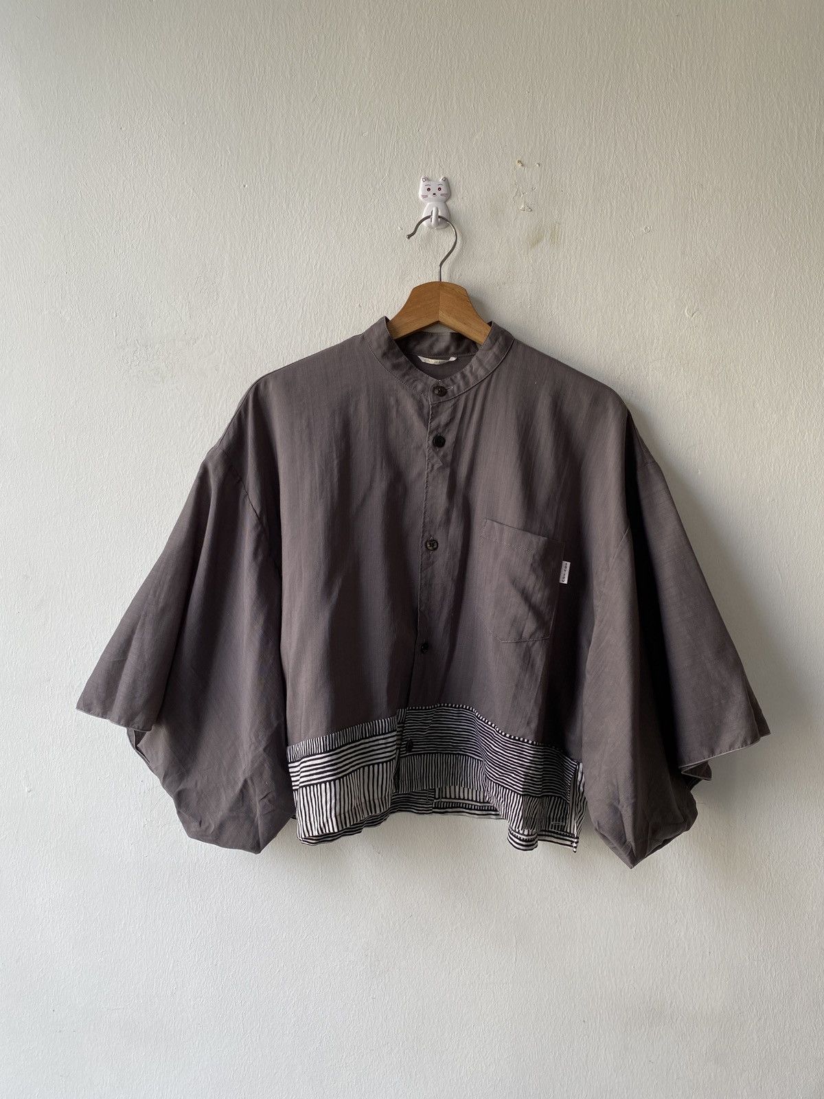 Japanese Brand × SOU SOU Muslin Wool Open-collared Obi Style Kimono Sleeve Blouse Size M / US 6-8 / IT 42-44 - 4 Thumbnail