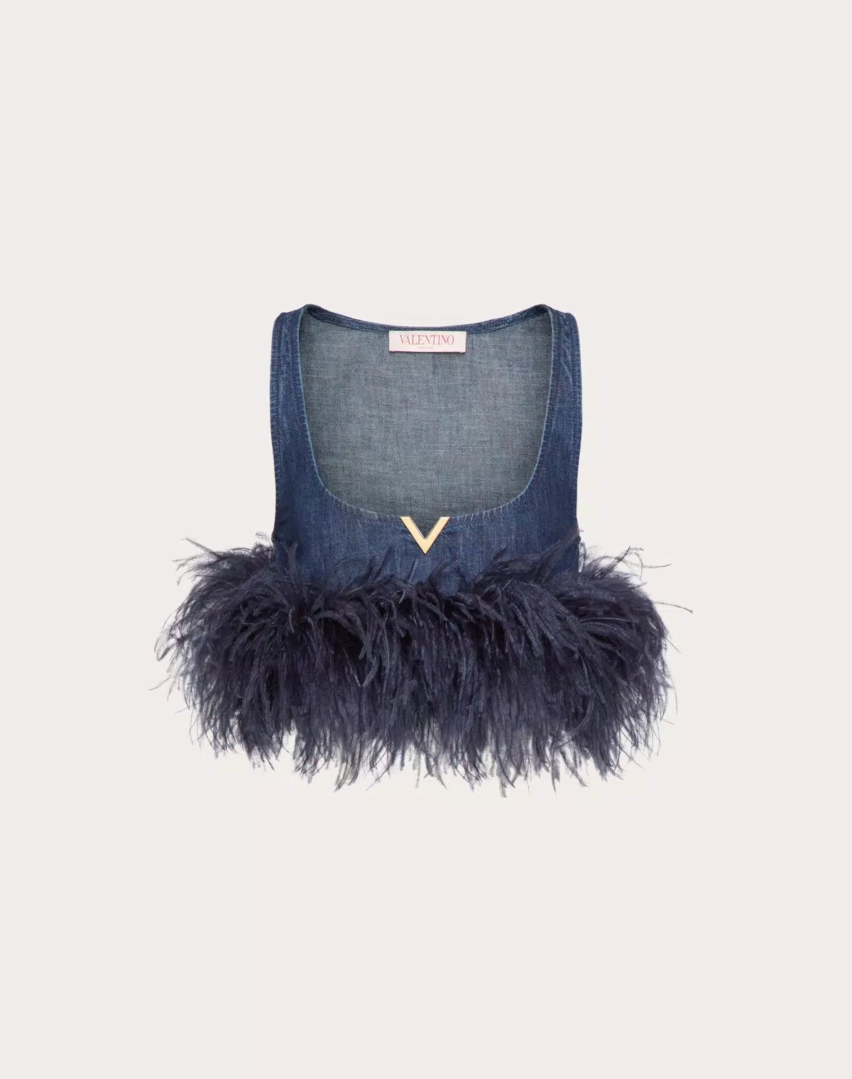 Valentino o1s1wg110526 Chambray Denim Top in Blue Size S / US 4 / IT 40 - 1 Thumbnail
