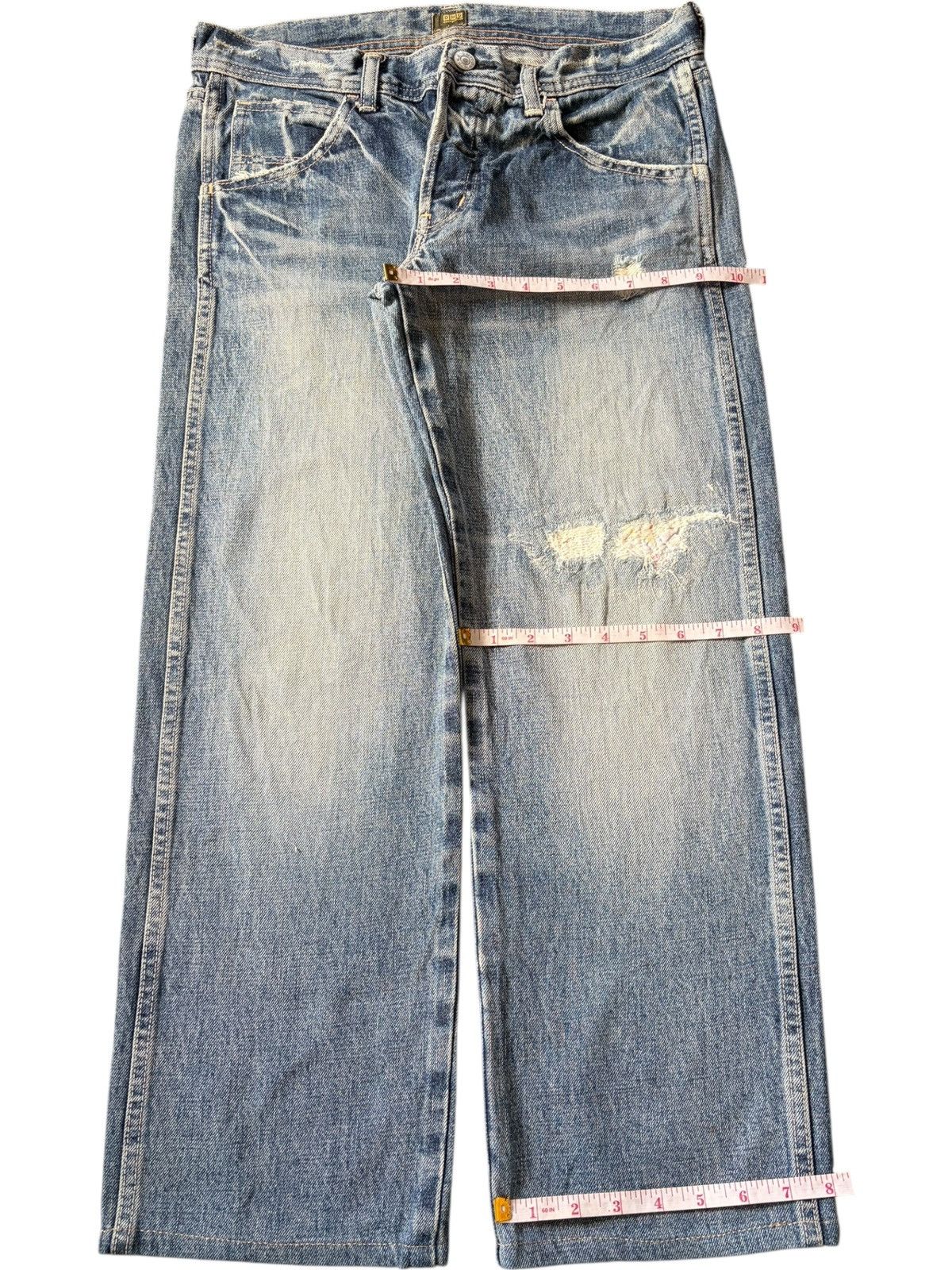 Edwin Vintage Japanese Brand Sashiko Distress Loose Jeans Size 30" / US 8 / IT 44 - 8 Thumbnail