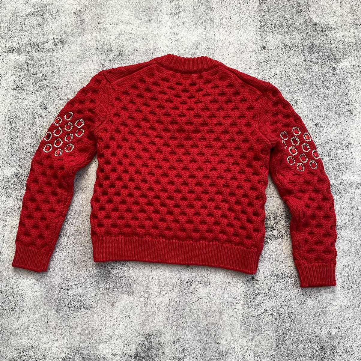 Prada Prada Crystal Embellished Wool Knit Sweater Red Limited Size S / US 4 / IT 40 - 14 Thumbnail