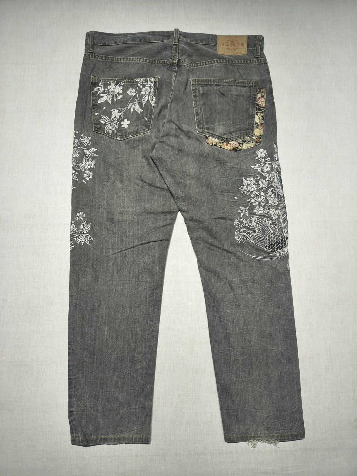 Japanese Brand CRAZY EMBROIDERY ALL OVER LUCKY KOI FISH JEANS 🐟🇯🇵(015) Size US 36 / EU 52 - 1 Thumbnail