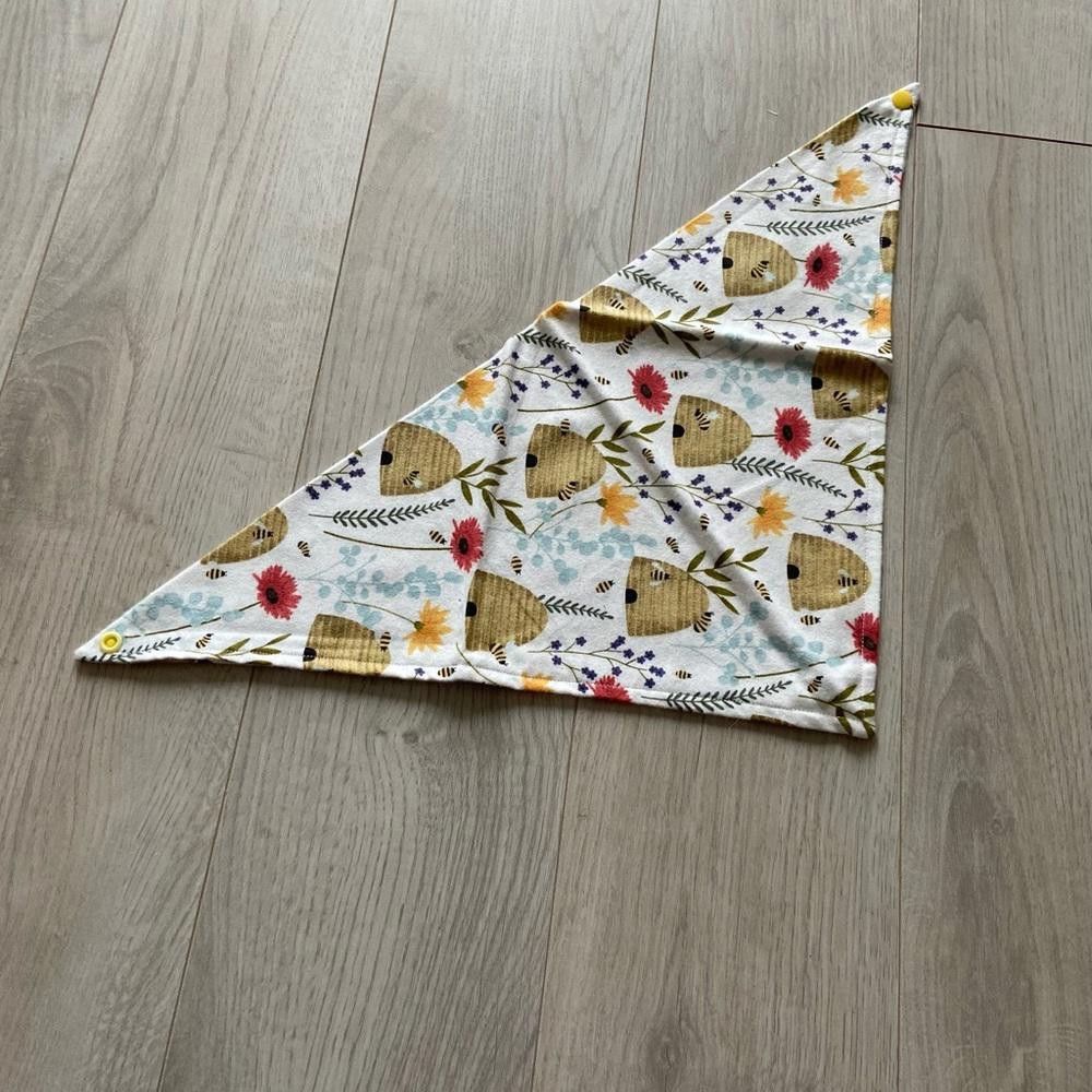 Designer White Beehive Dog Bandana Size ONE SIZE - 1 Thumbnail