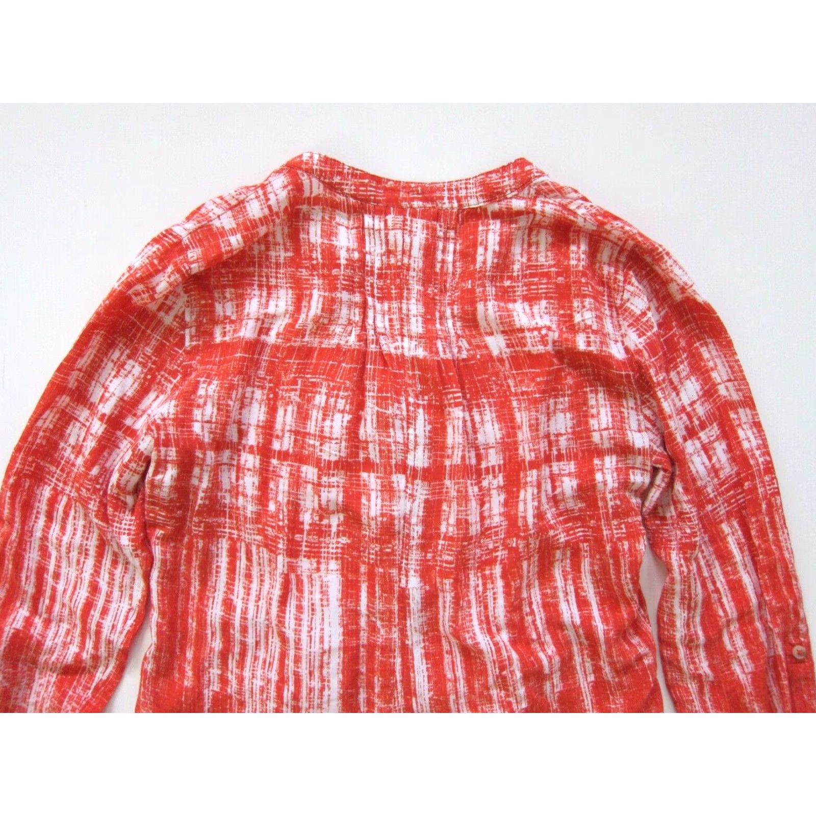 Vintage Maeve Blouse 100% Rayon Orange White Tie Dye Button Down Long Sleeve Women Size 4 Size S / US 4 / IT 40 - 5 Thumbnail