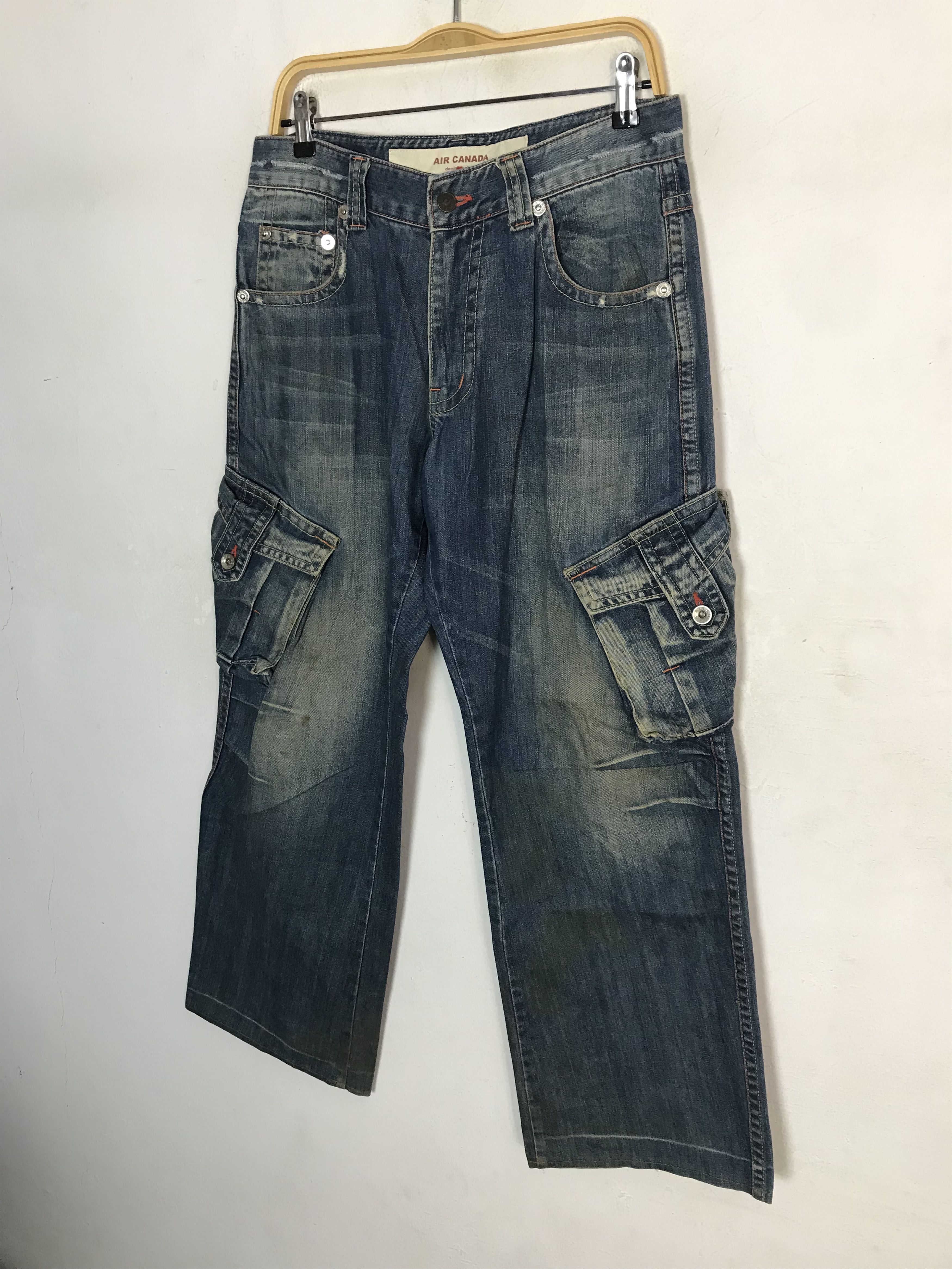 Other Air Canada Straight Cut Indigo Cargo Denim Jeans Size US 31 - 4 Thumbnail