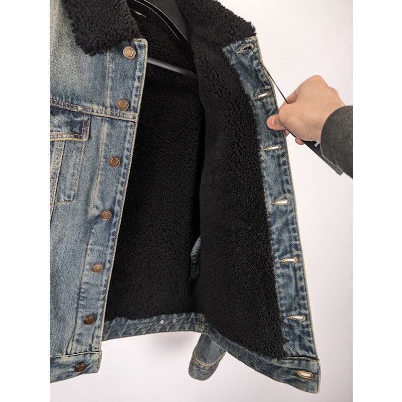 Saint Laurent Paris o1rshd1 Q:2 / Shearling Denim Jacket in Light Blue Size US XL / EU 56 / 4 - 10 Thumbnail