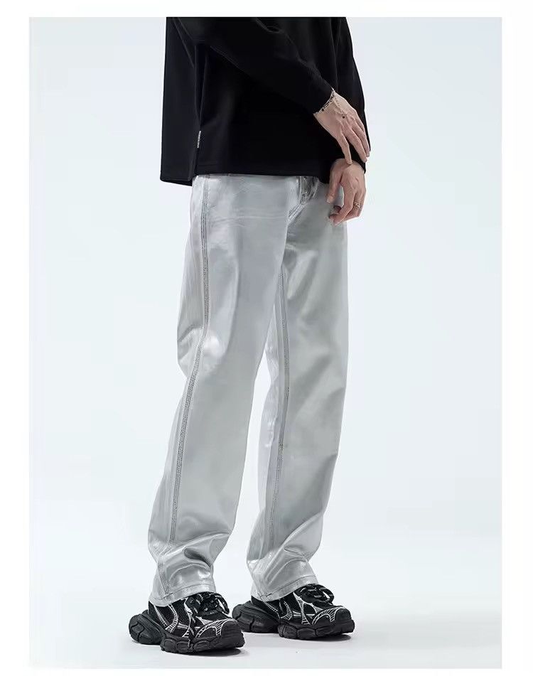 Other Streetwear Hip Hop Silver Designer Y2k Jeans Pants Size US 30 / EU 46 - 3 Thumbnail