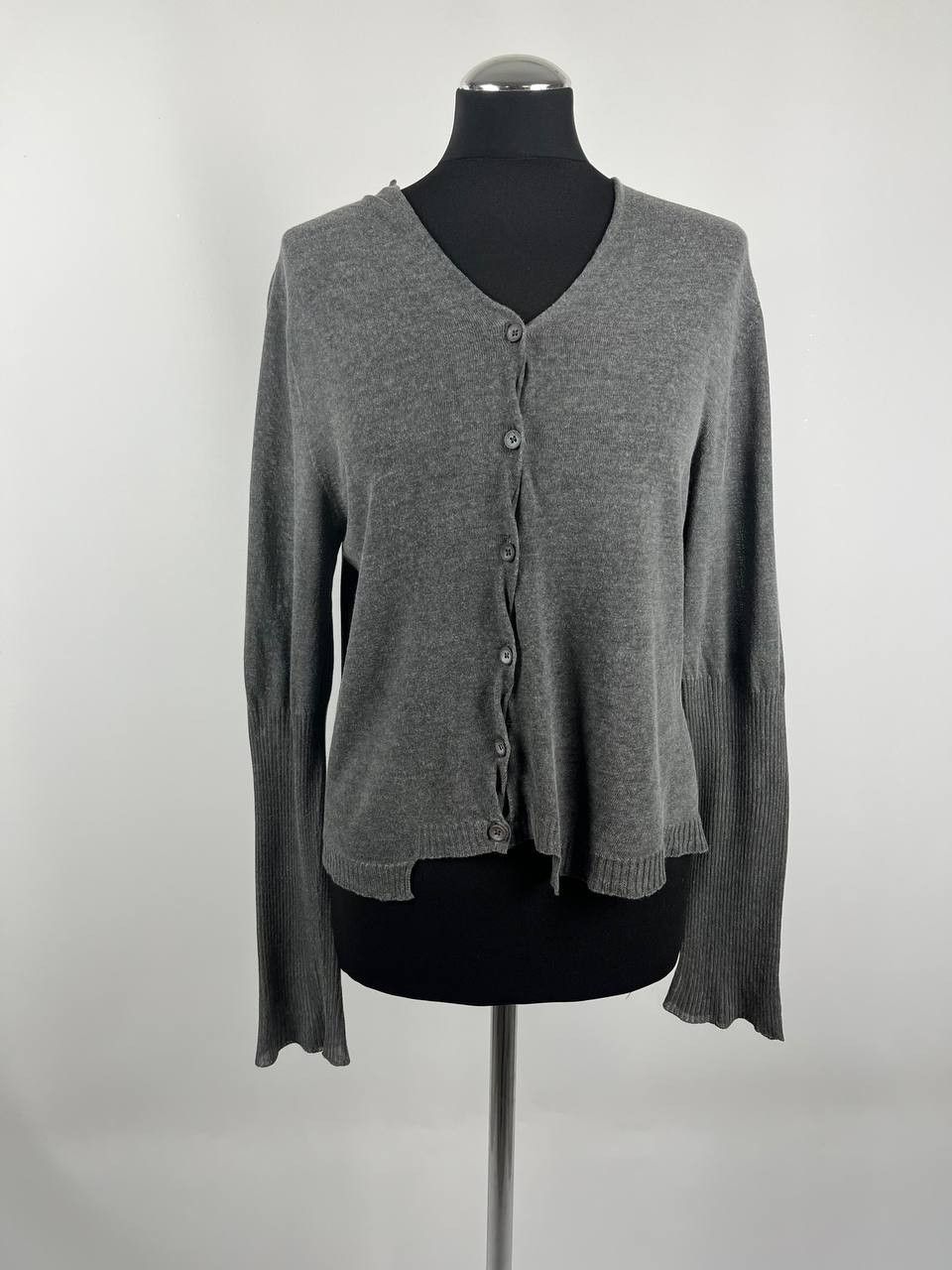 OSKA OSKA Gray V-Neck Cardigan Button Down Lagenlook Knitwear Size XS / US 0-2 / IT 36-38 - 1 Thumbnail
