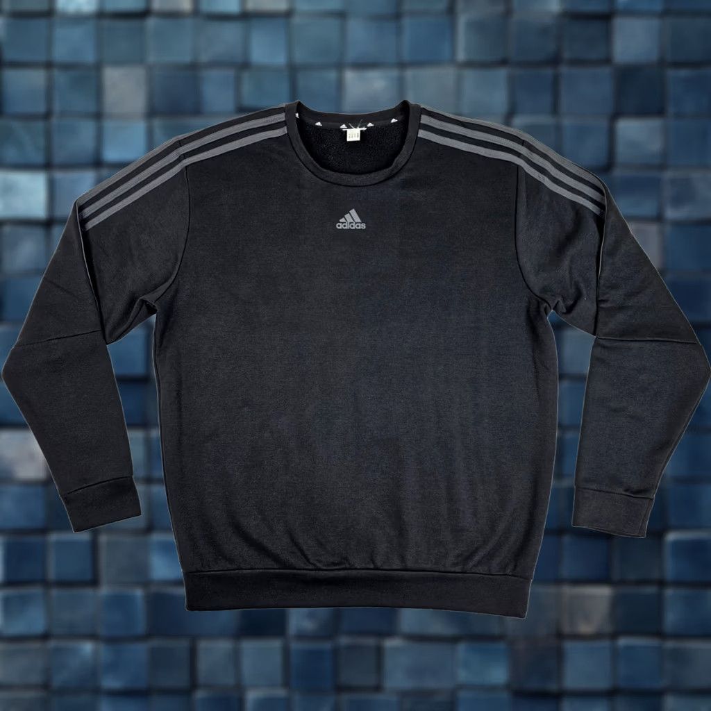 Adidas Adidas Pullover Crew Neck Athletic Sweater Men XL Black Logo 3 Stripe Vintage Crewneck Front Sleeve Sweatshirt Shirt Mens Size US XL / EU 56 / 4 - 1 Thumbnail