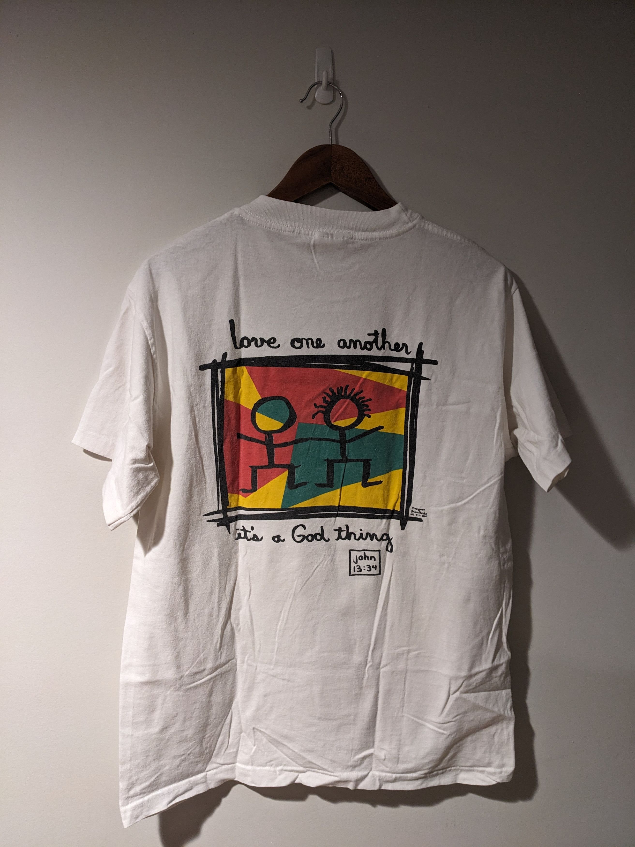 Vintage Vintage 90s Love one Another It's A God Thing John T-Shirt Size US L / EU 52-54 / 3 - 1 Thumbnail