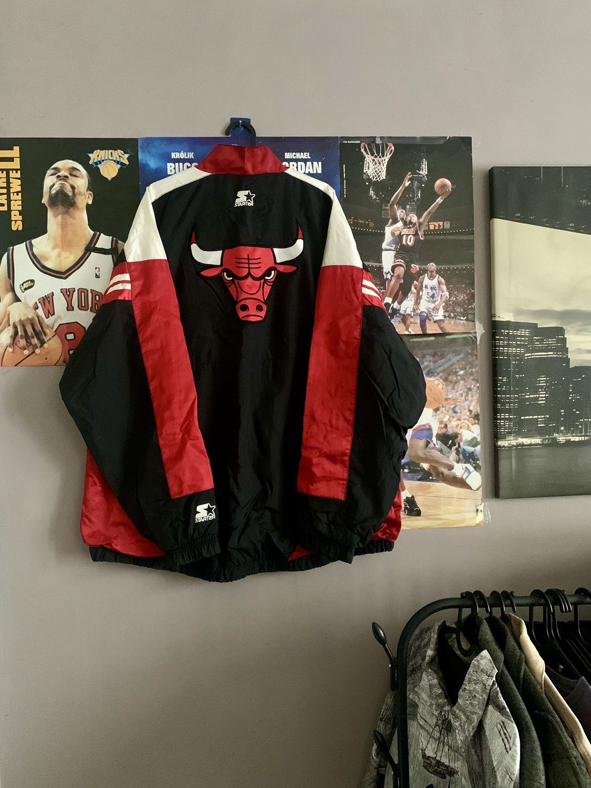 NBA × Starter × Vintage 90s Vintage Starter NBA Chicago Bulls Light Jacket Size US XL / EU 56 / 4 - 5 Thumbnail