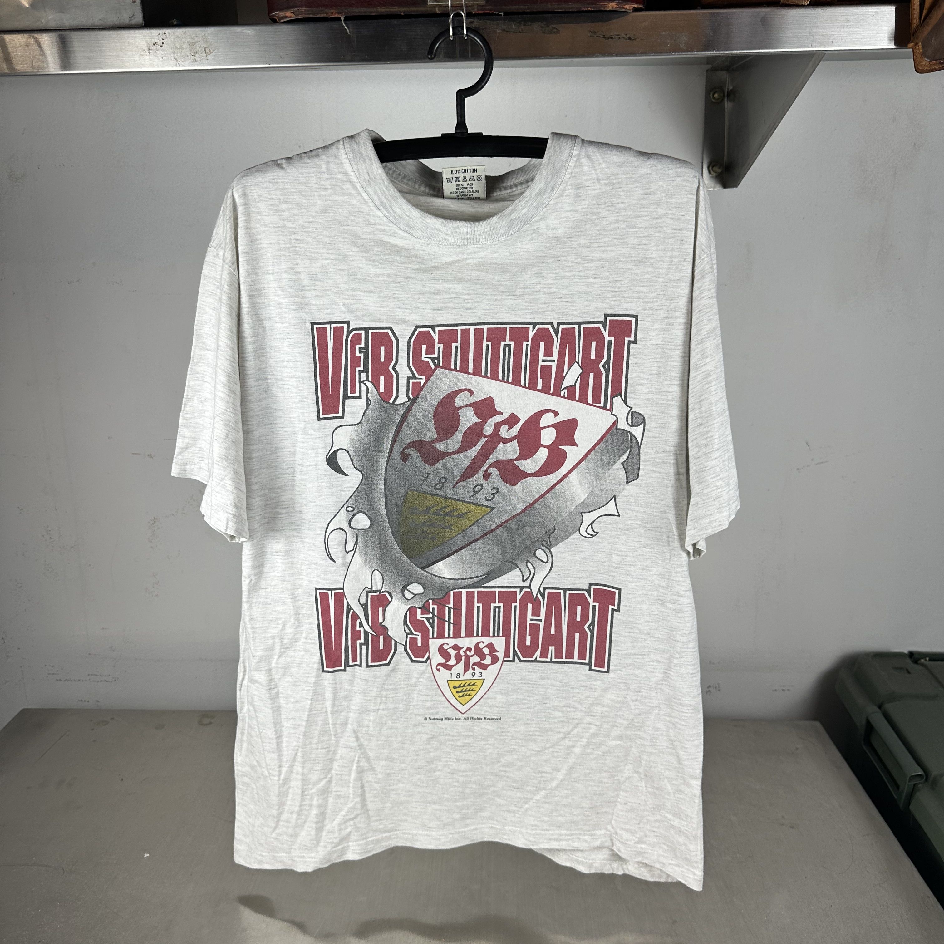 Vintage 90s VfB Stuttgart German Football Club Soccer Nutmeg T-shirt Size US L / EU 52-54 / 3 - 1 Thumbnail