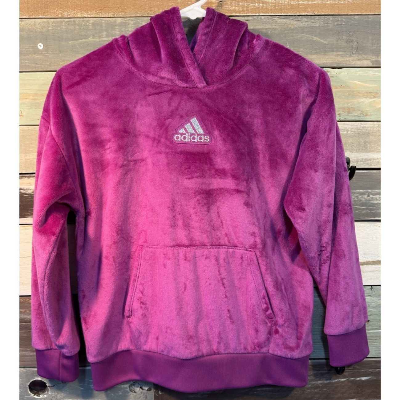 Adidas ADIDAS GIRLS PURPLE SOFT FUZZY PULLOVER HOODIE JACKET YOUTH Size L / US 10 / IT 46 - 1 Thumbnail