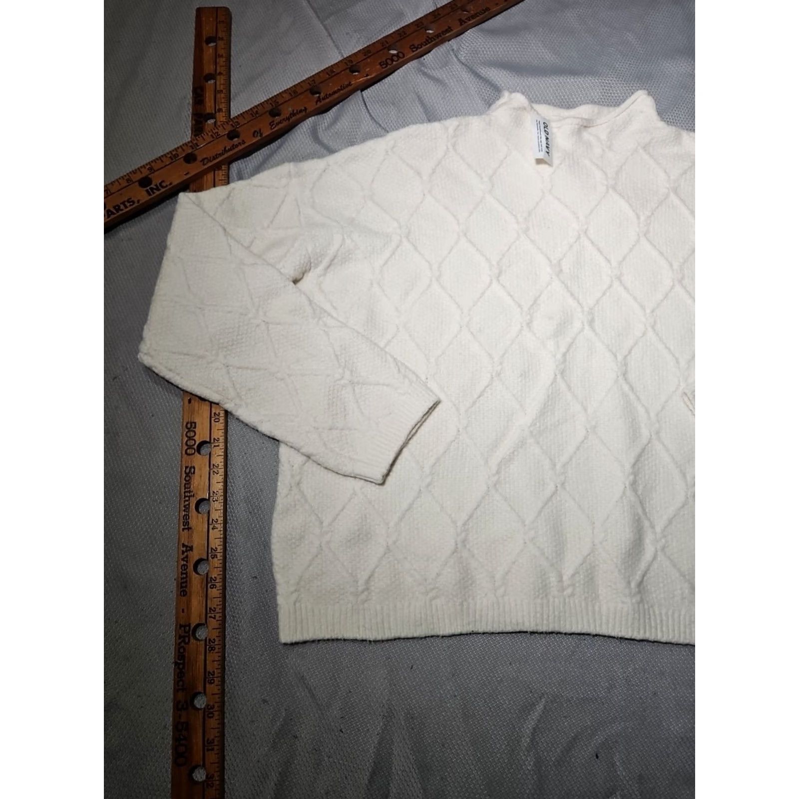 Old Navy Old Navy Sweater Womens Medium Ivory White Fisherman Knit Roll Neck Casual Size M / US 6-8 / IT 42-44 - 4 Thumbnail