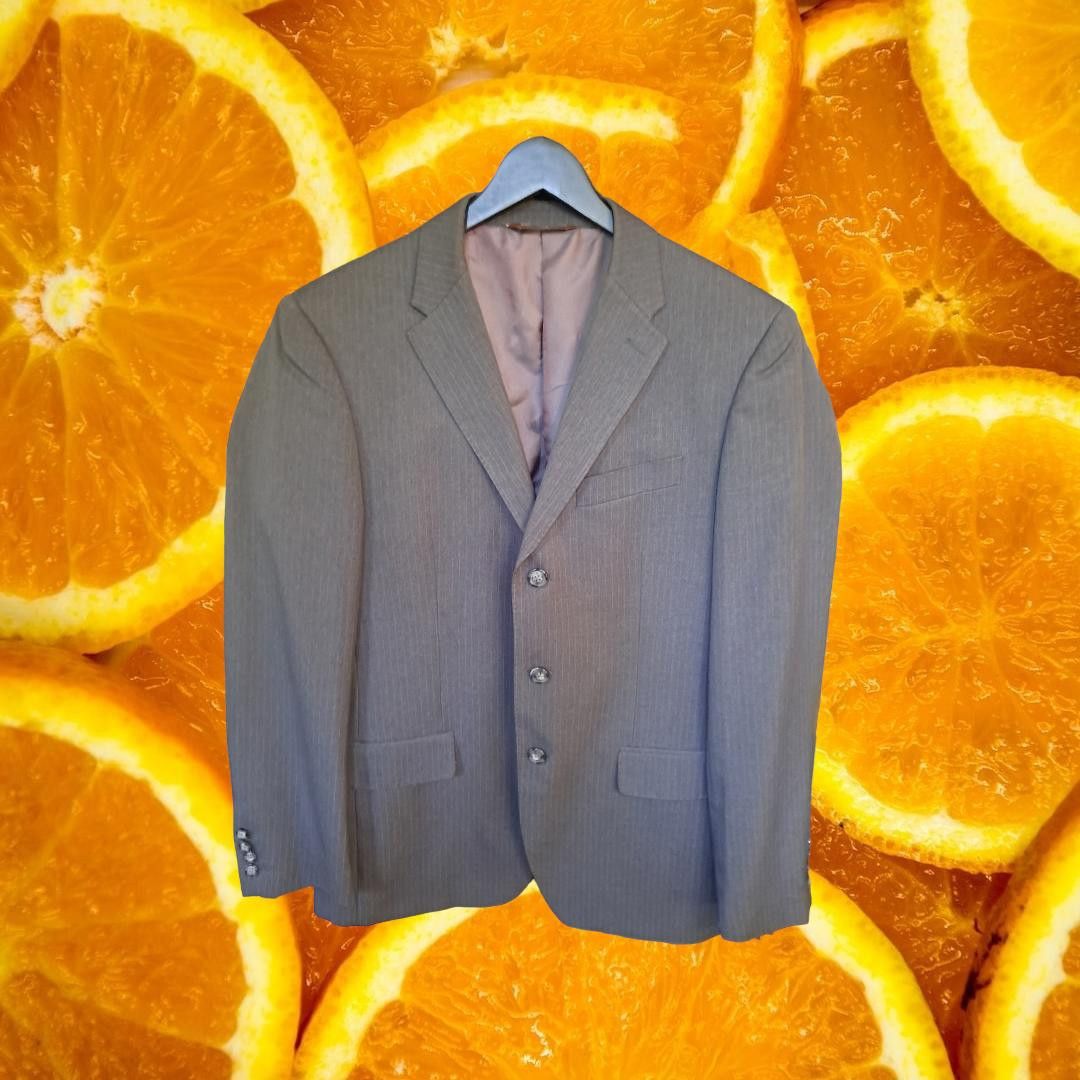 Perry Ellis Perry Ellis Gray Pinstripe 3 Button Blazer Size 40R Size 40R - 1 Thumbnail