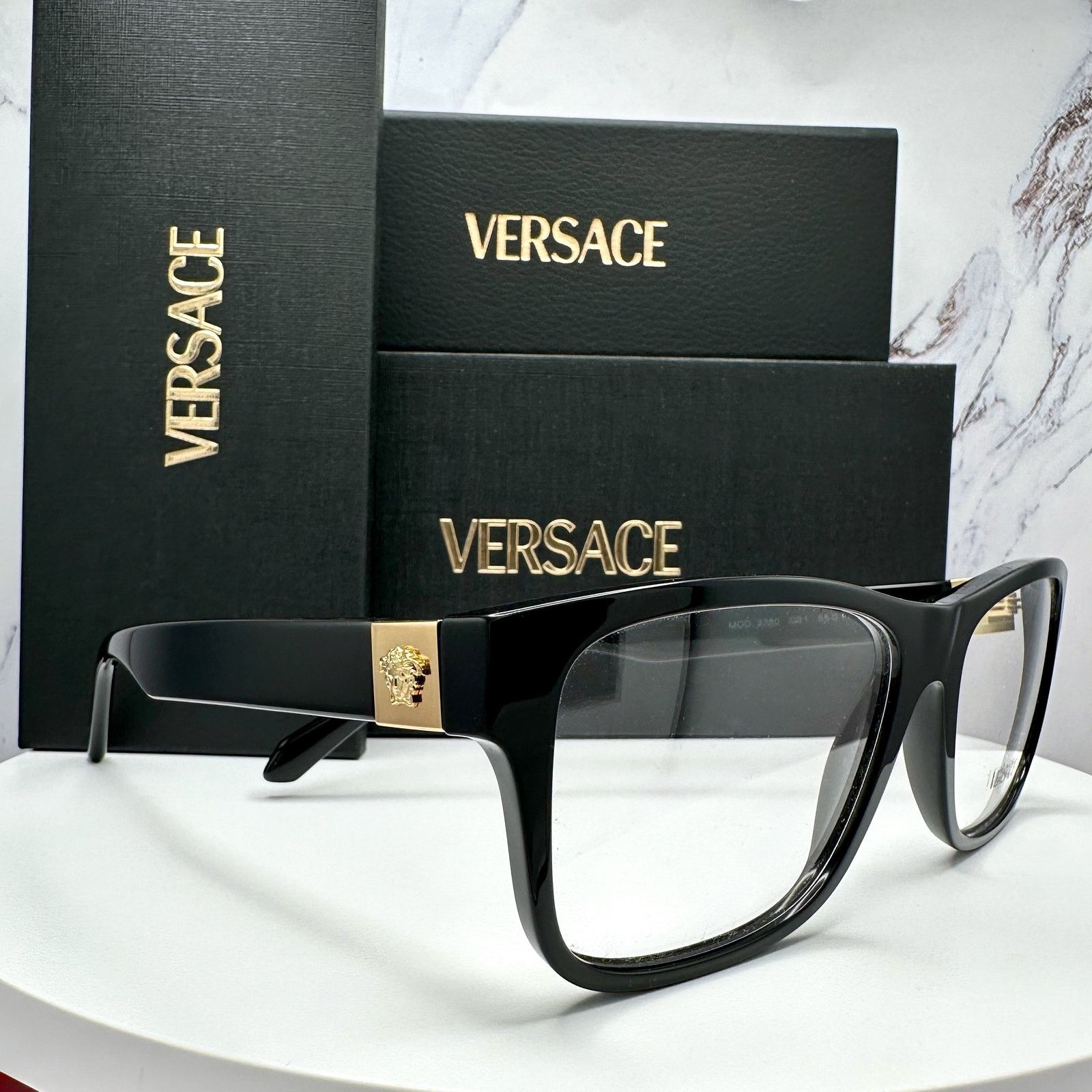 Versace New VERSACE Eyeglasses Black Square Gold Medusa Versace Size ONE SIZE - 2 Thumbnail