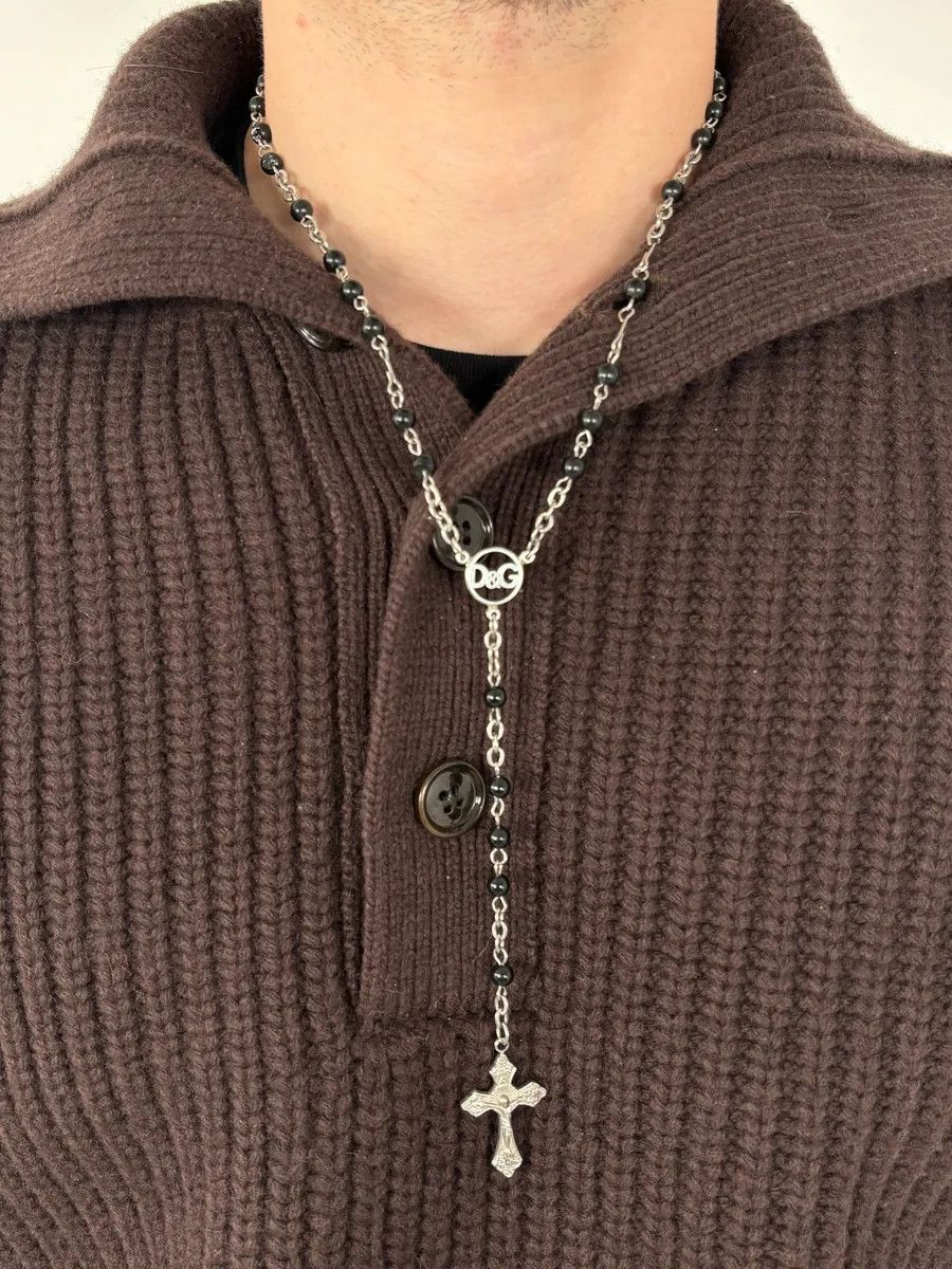 Dolce & Gabbana 2000s Dolce & Gabbana Black Rosary Cross Necklace Size ONE SIZE - 9 Thumbnail
