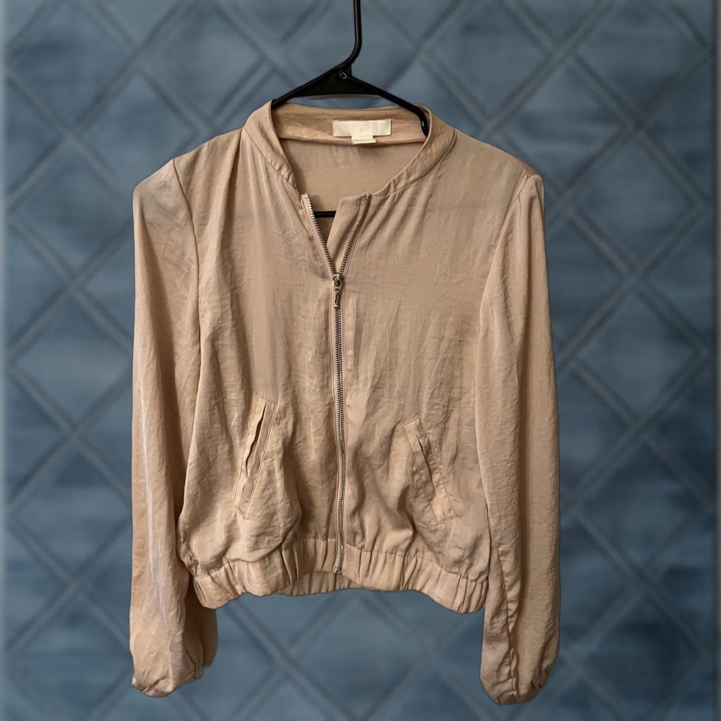 H&M H&M Jacket Womens 2 Pink Peach Full Zip Lightweight Soft Ladies Windbreaker Casual Spring Summer Winter All Seasons Pockets Size XS / US 0-2 / IT 36-38 - 1 Thumbnail