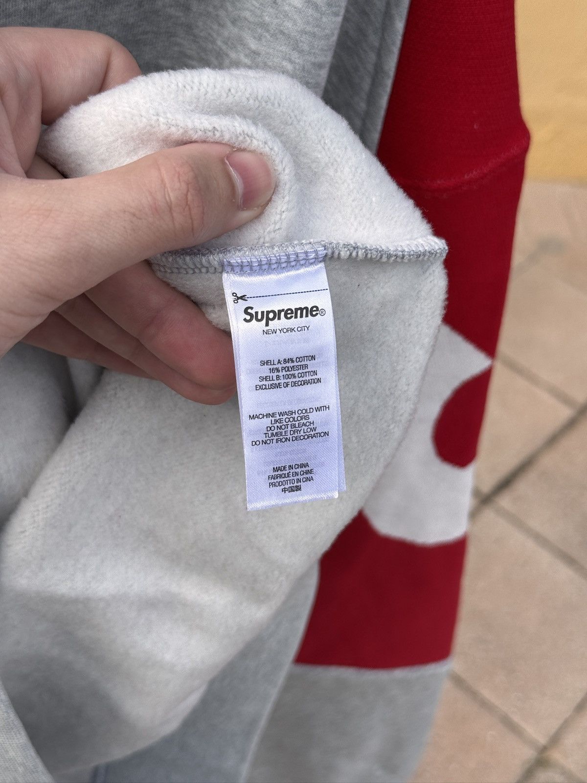 Supreme Big Logo Jacquard Hooded Sweatshirt Grey Red size M