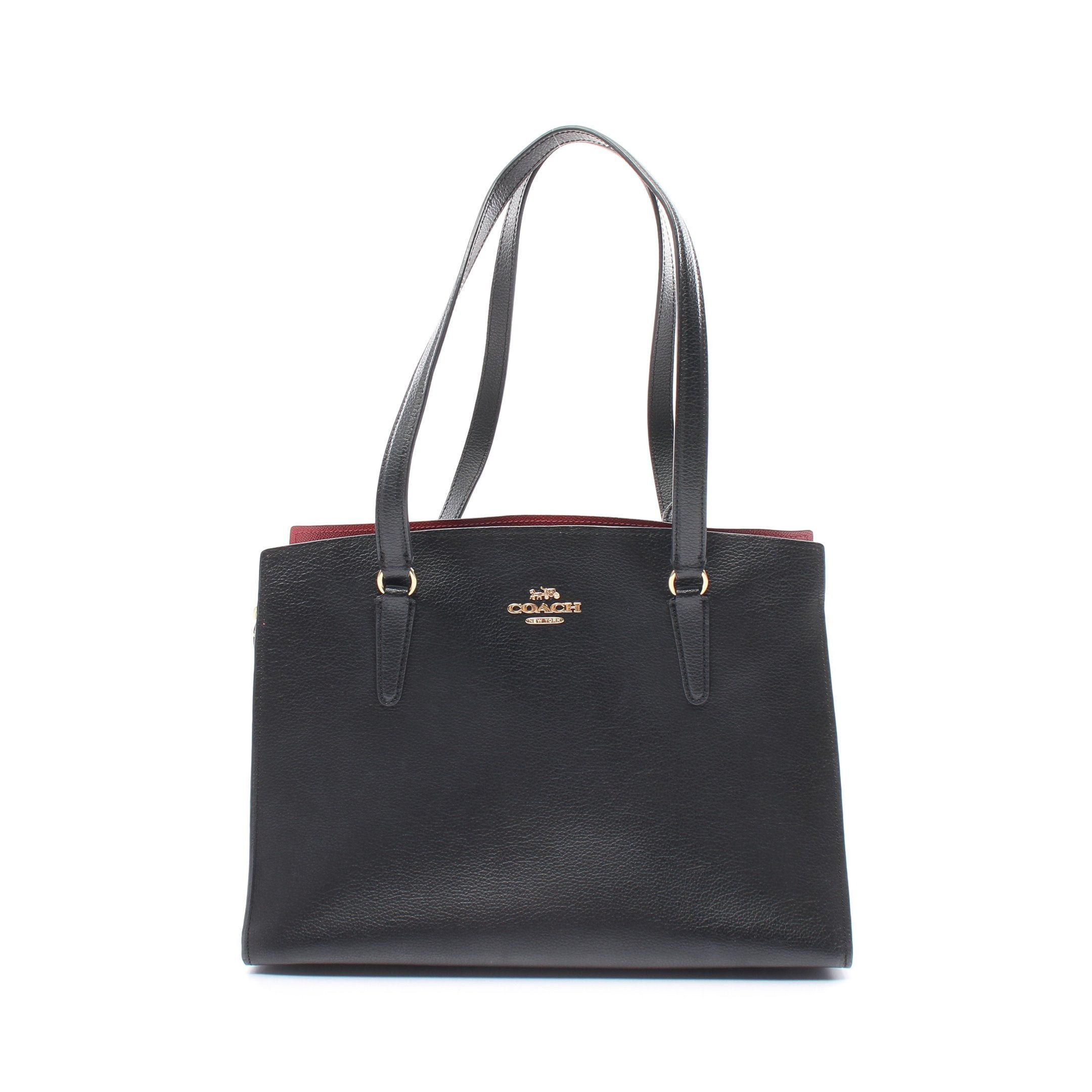 image of Coach Tatum Carryall Shoulder Bag Leather Black, Women's