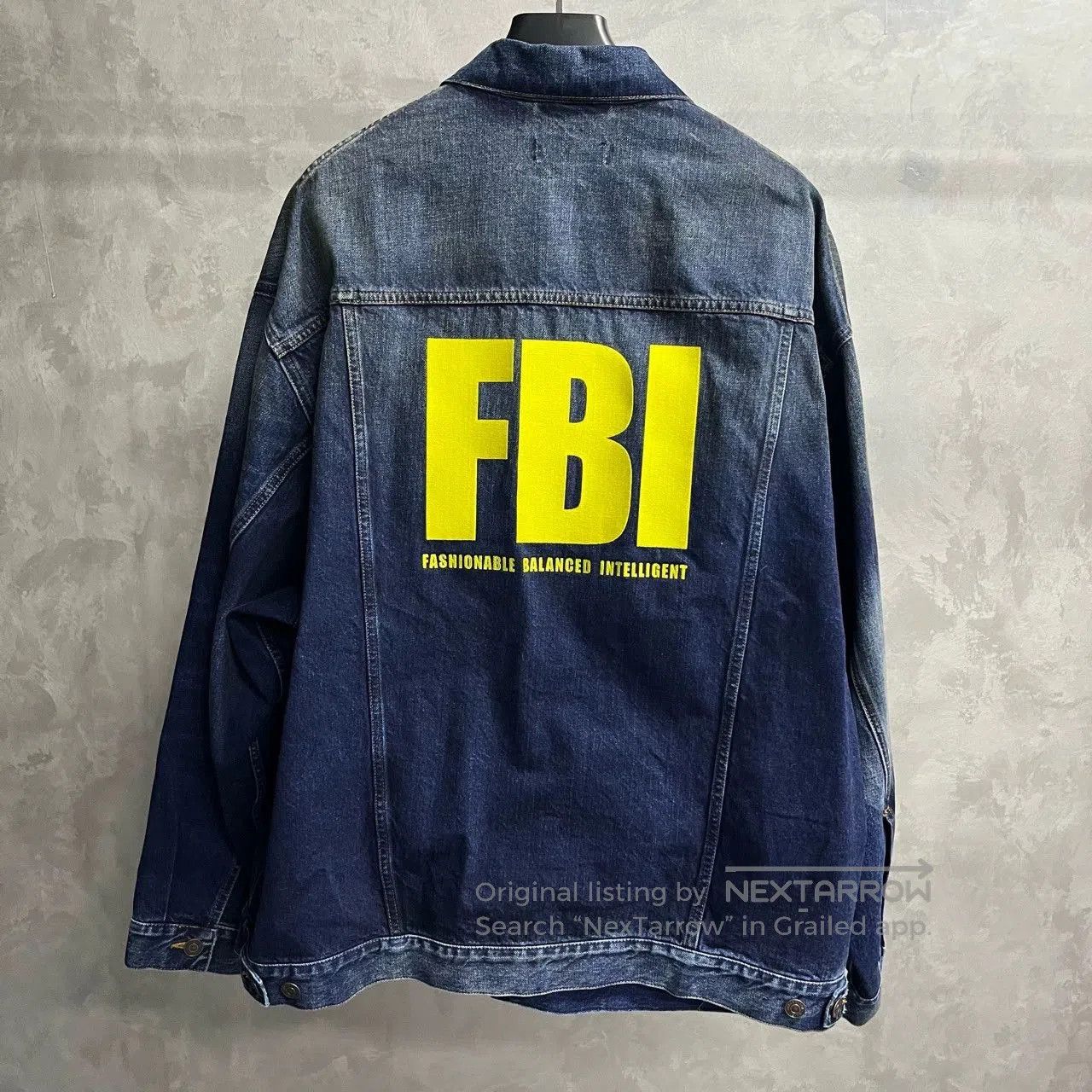 Balenciaga Blue Logo Denim Jacket.
