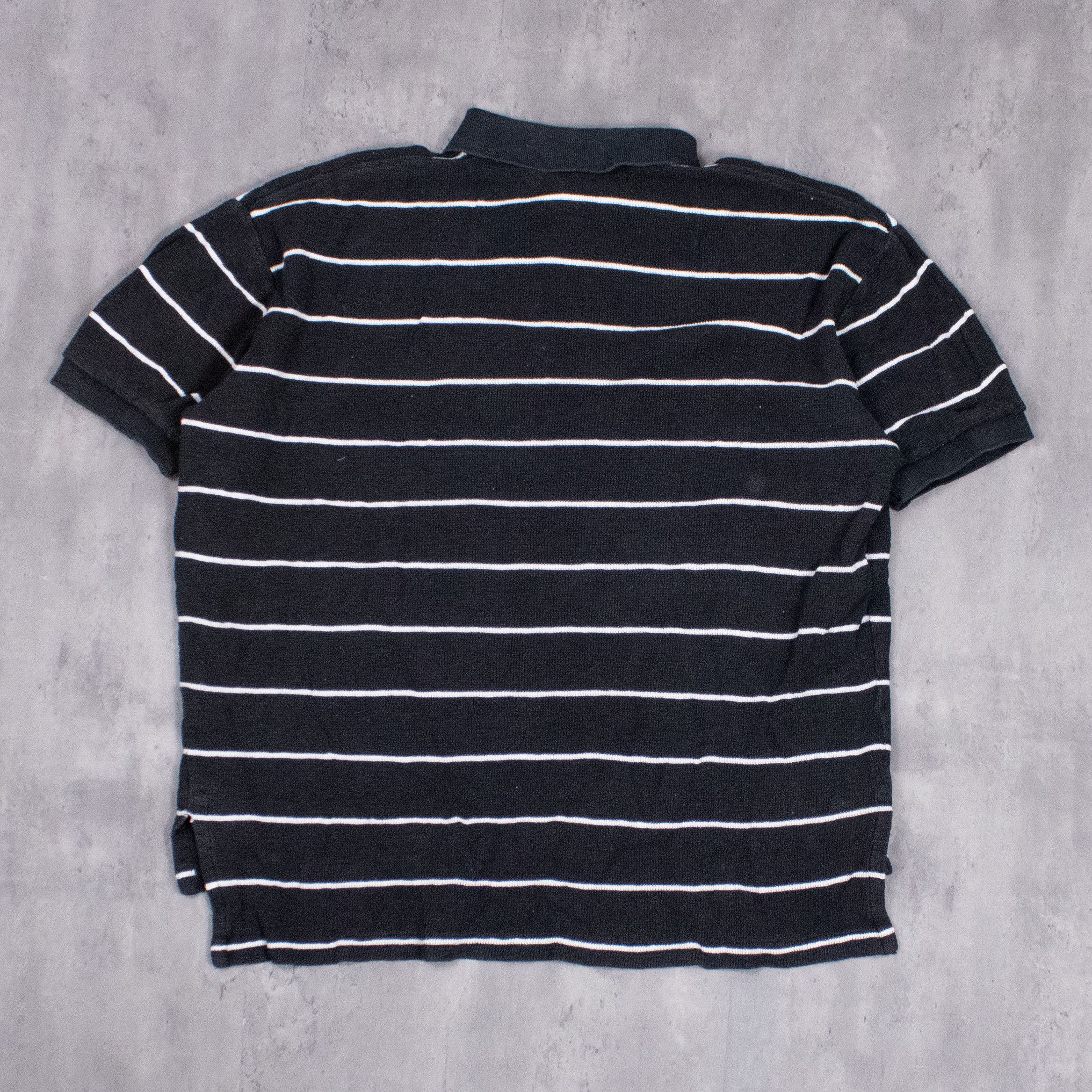 Polo Ralph Lauren Vintage 1990’s Polo Ralph Lauren Striped Cropped Black Polo Size US L / EU 52-54 / 3 - 5 Thumbnail