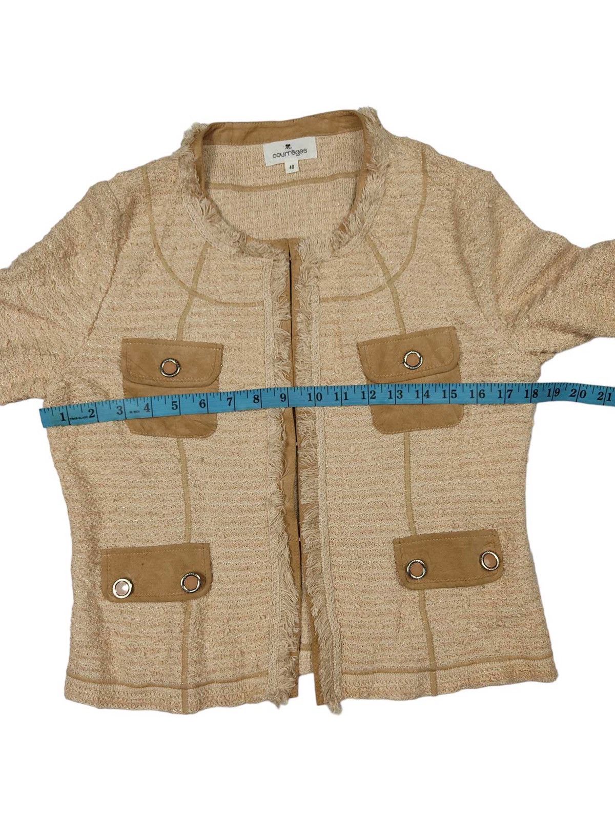Courreges × Japanese Brand Beautiful Item 🔥 Courreges Tweed No Collar Jacket Size L / US 10 / IT 46 - 13 Thumbnail