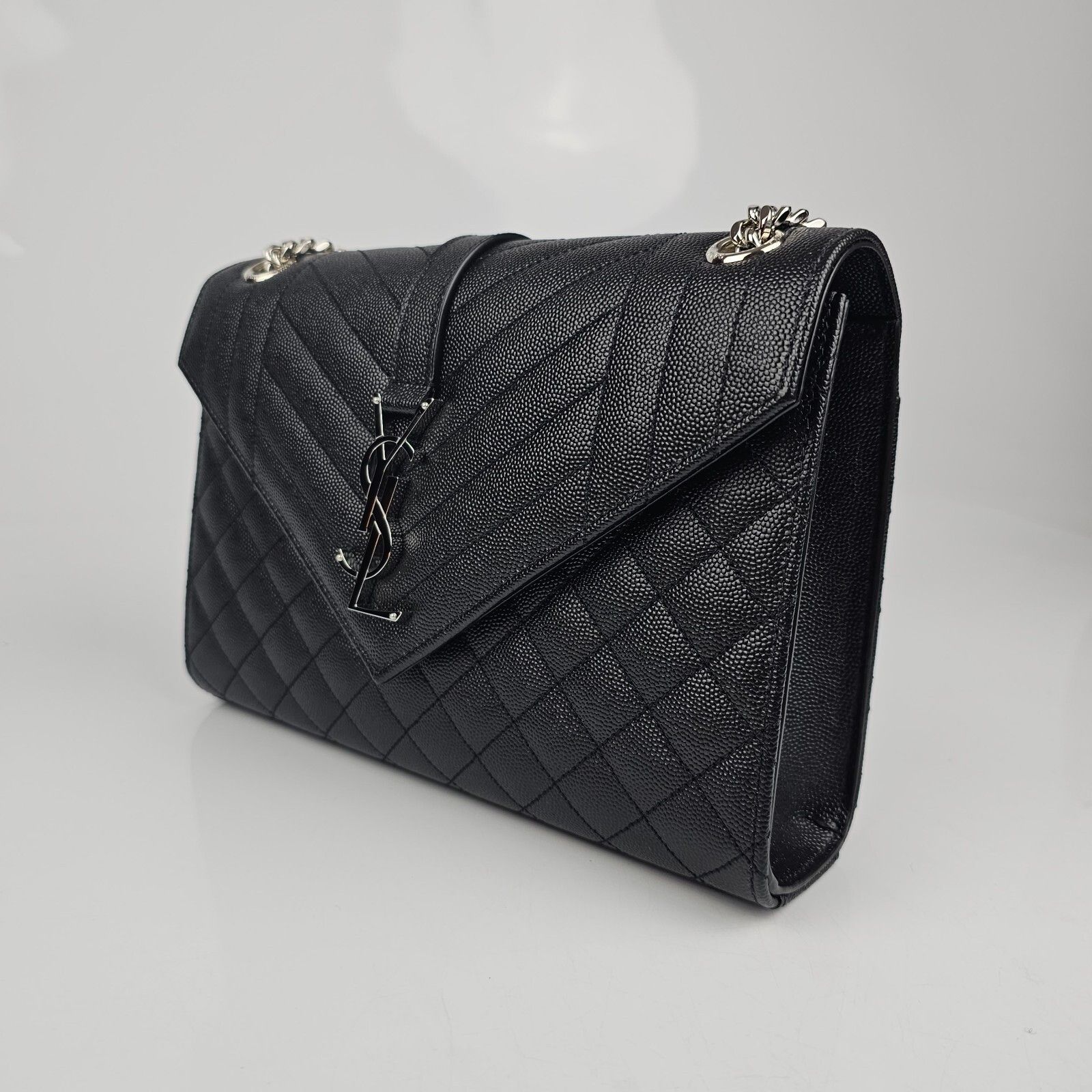 Saint Laurent Paris YSL Medium Envelope Black Leather Shoulder Bag New Size ONE SIZE - 4 Thumbnail