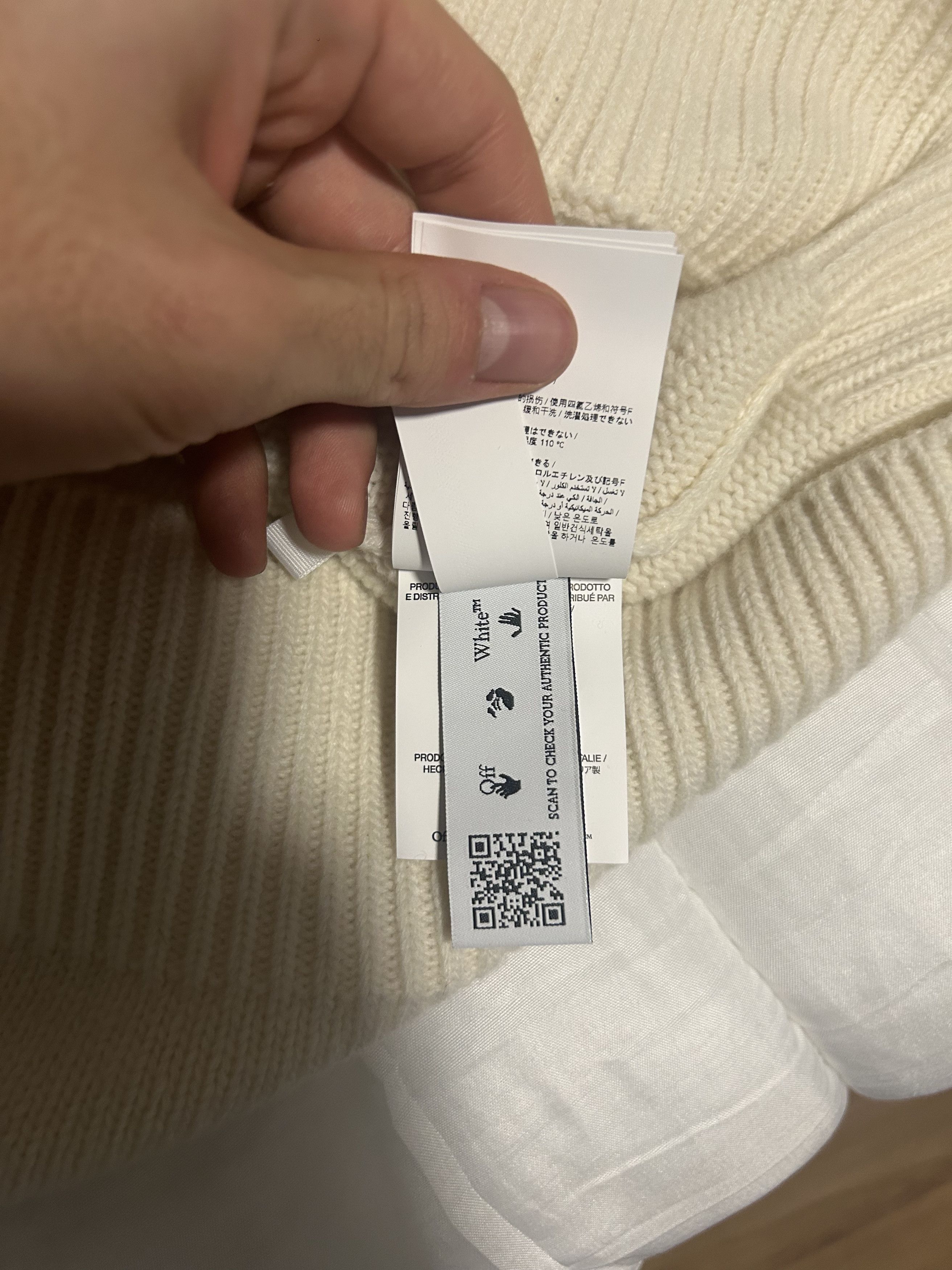 Off-White off-white jersey with logo intarsia Size US M / EU 48-50 / 2 - 4 Thumbnail