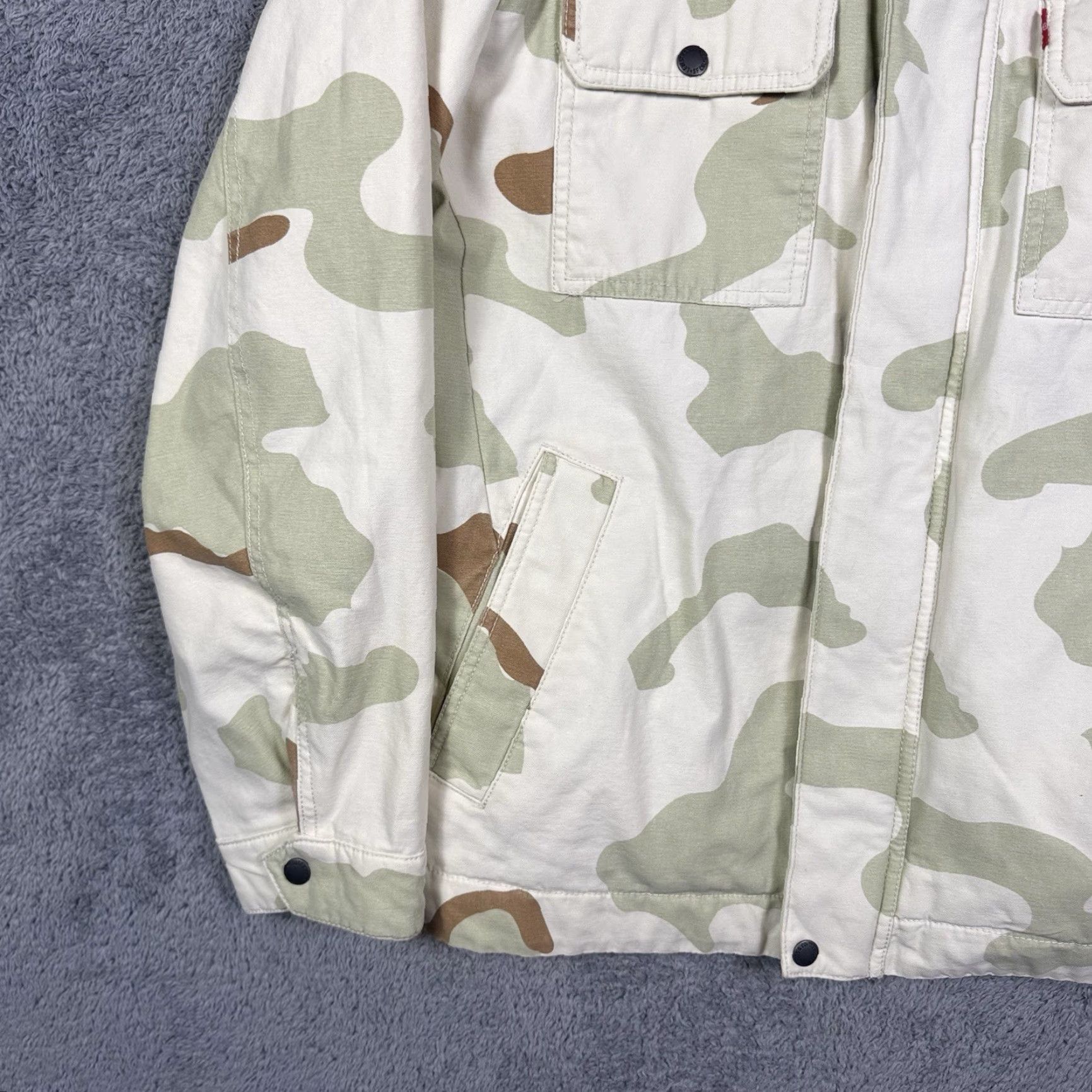 Levi's Levis Trucker Jacket Mens L Field Military Green Desert Full Zip Bomber Camouflage Shirt/Coat Jacket Mens L Green 90s? Size US L / EU 52-54 / 3 - 2 Thumbnail