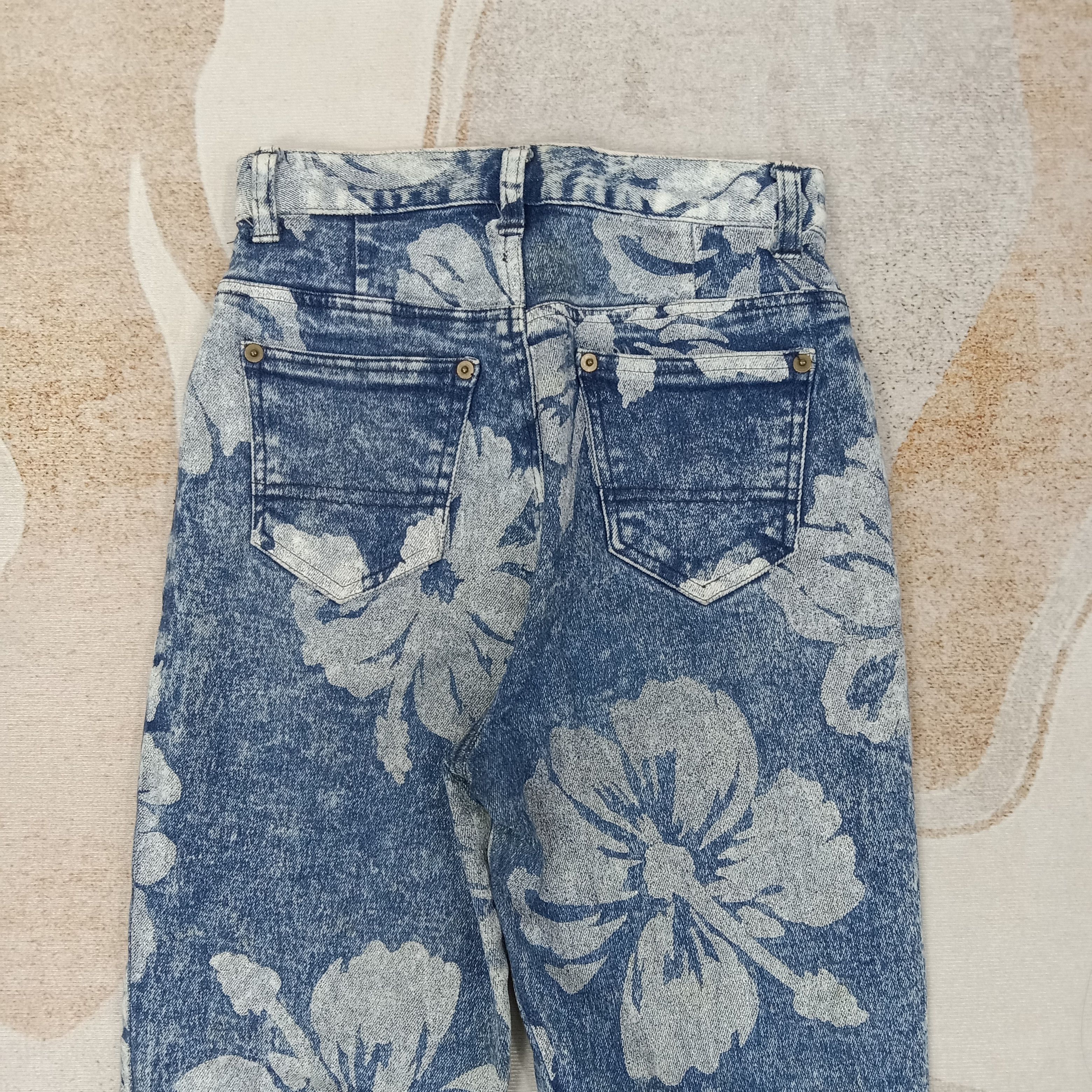 Japanese Brand Ryu Sports Japanese Flower Art Denim Jeans C258N26 Size 23" - 6 Thumbnail