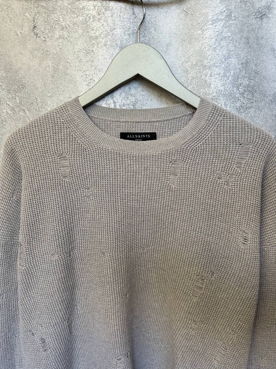 Allsaints ALLSAINTS FORRAM LS CREW Distressed Sweater Waffle Knit AG Size US S / EU 44-46 / 1 - 5 Thumbnail