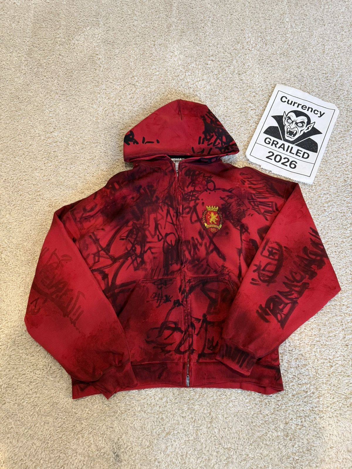 Balenciaga Balenciaga SS23 Red Skate Graffiti Zip Hoodie Sz.S