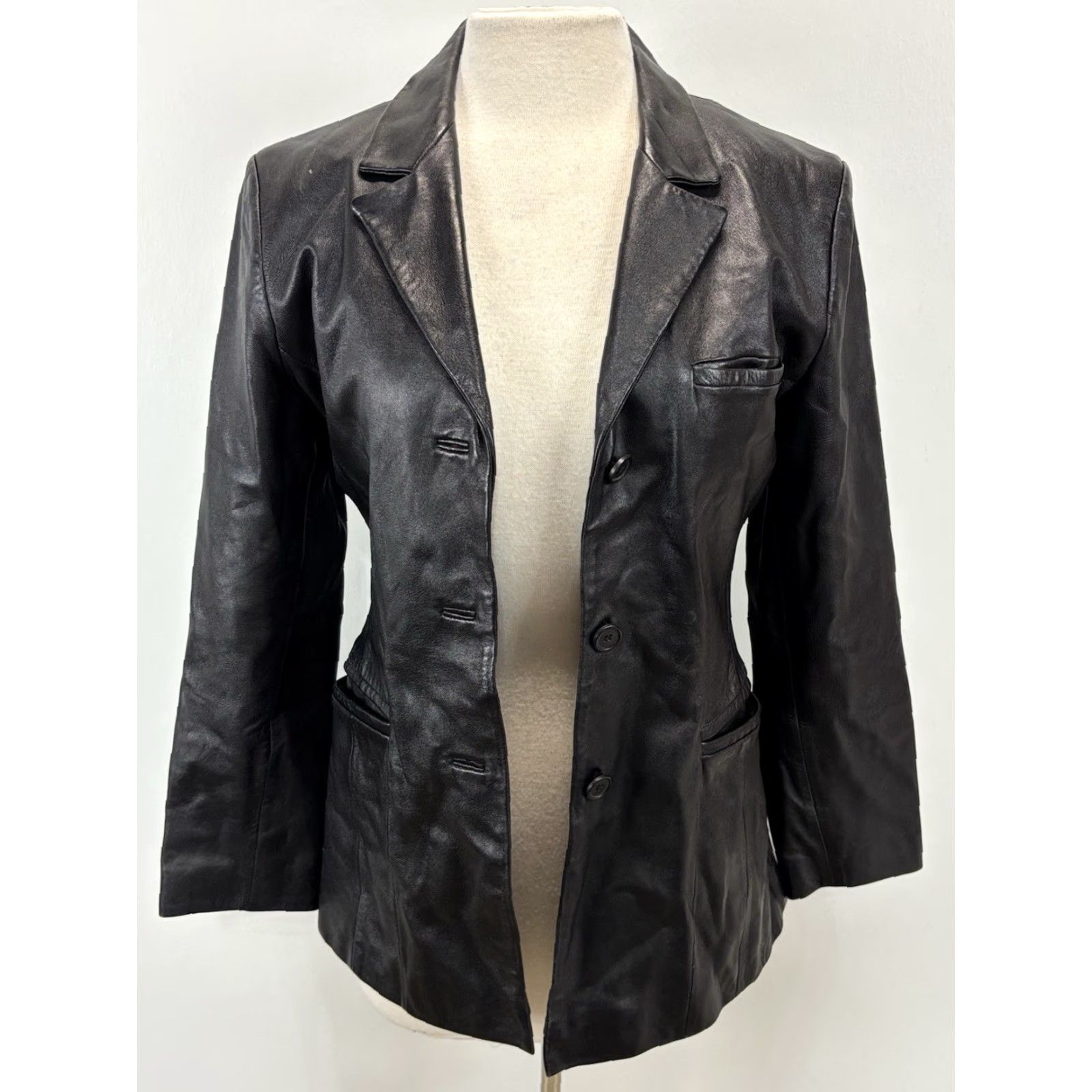 Wilson VINTAGE Wilson Leather Jacket Womens Black Small Y2K Goth Grunge Studio Pelle X Leather Size S / US 4 / IT 40 - 7 Thumbnail