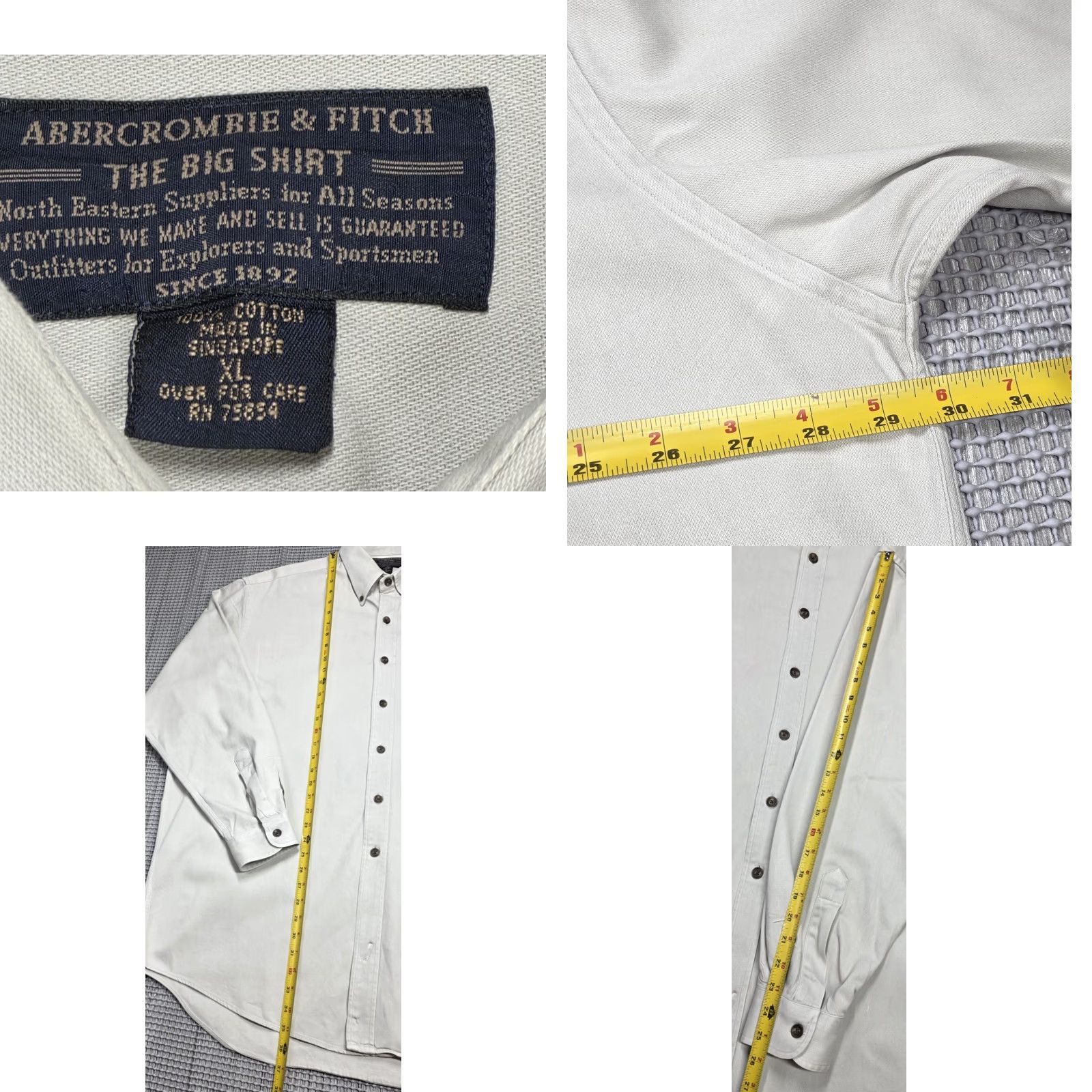 Abercrombie & Fitch VINTAGE Abercrombie & Fitch Button-Up The Big Shirt Solid Gray Long Sleeve XL Heavy Oversized Mens Shirt 90s Preppy Outdoor Hiking Size US XL / EU 56 / 4 - 8 Thumbnail