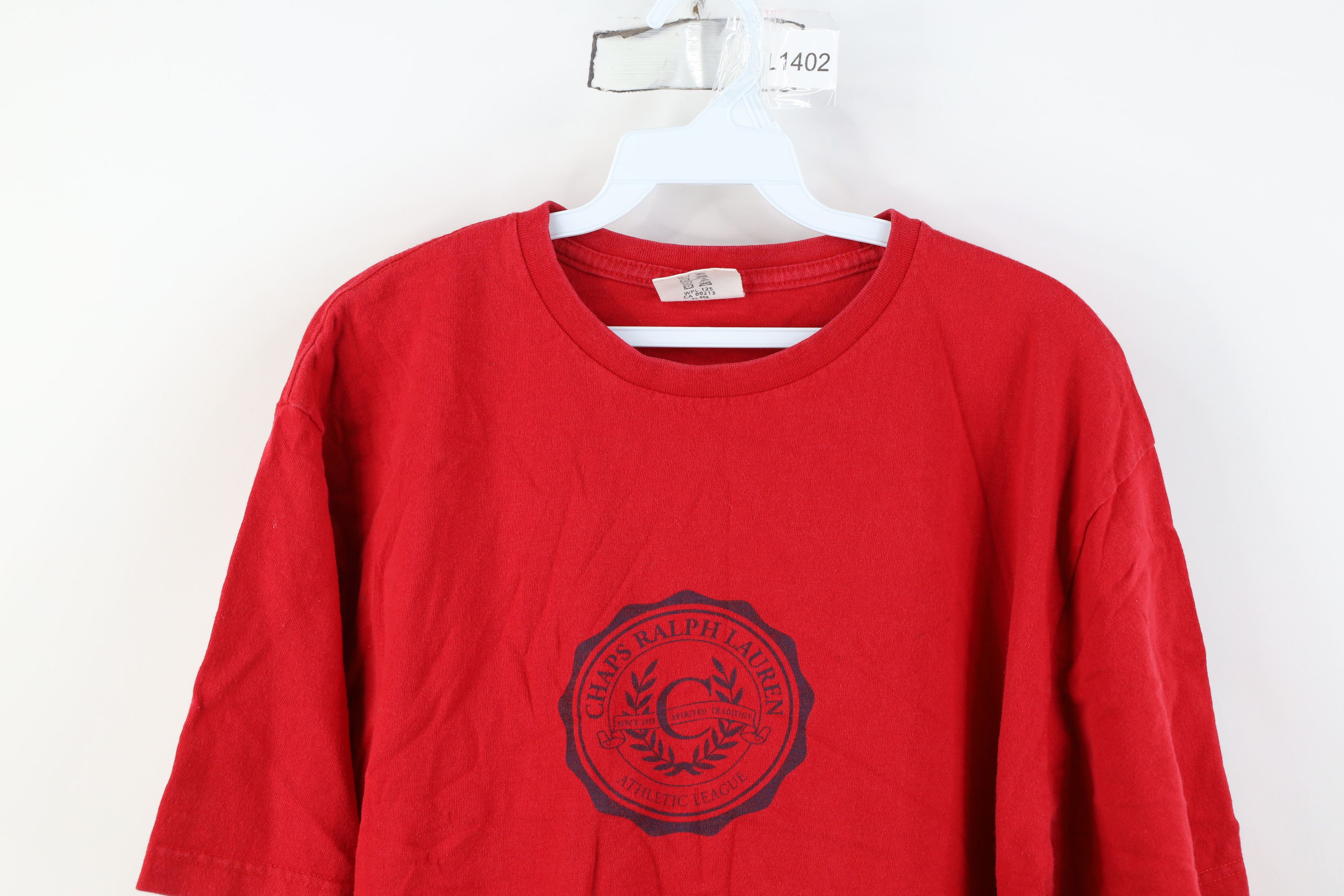 Ralph Lauren Vintage 90s Chaps Ralph Lauren Spell Out Crest T-Shirt Red Size US L / EU 52-54 / 3 - 2 Thumbnail