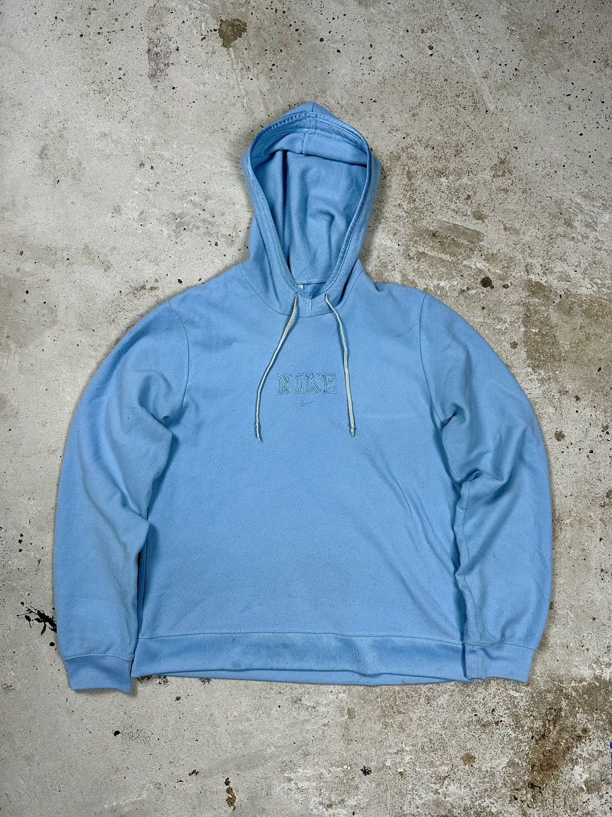 Vintage Y2K Nike Baby Blue Center Swoosh Fleece Hoodie