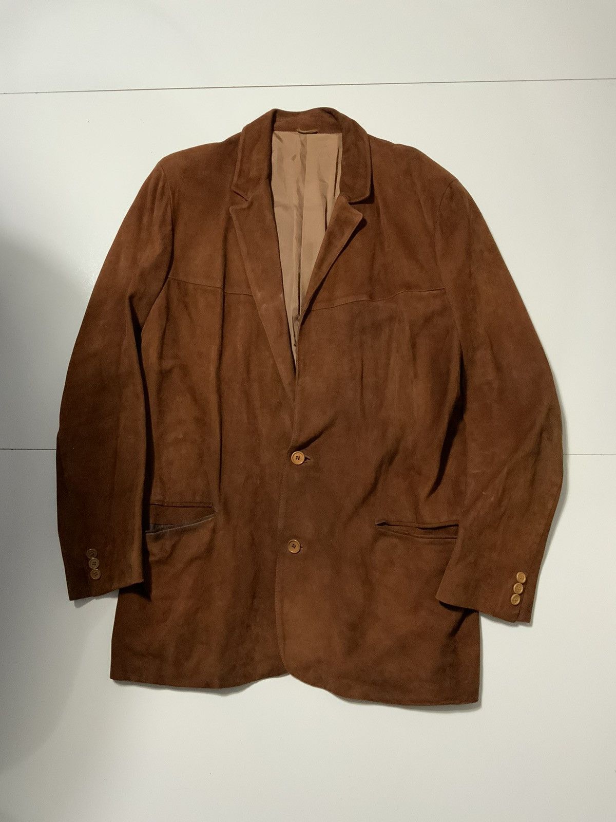 image of Giorgio Beverly Hills Suede Leather Sportscoat Blazer Jacket in Brown, Men's (Size Medium)