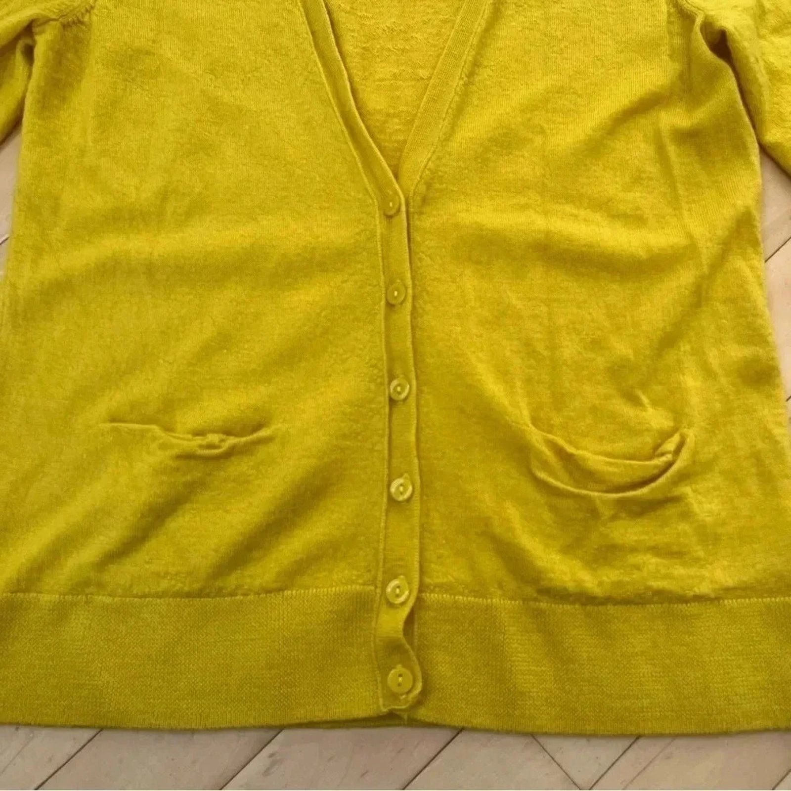 Other Halogen Yellow 100% Merino Wool Button Front Cardigan Size S Size S / US 4 / IT 40 - 2 Thumbnail