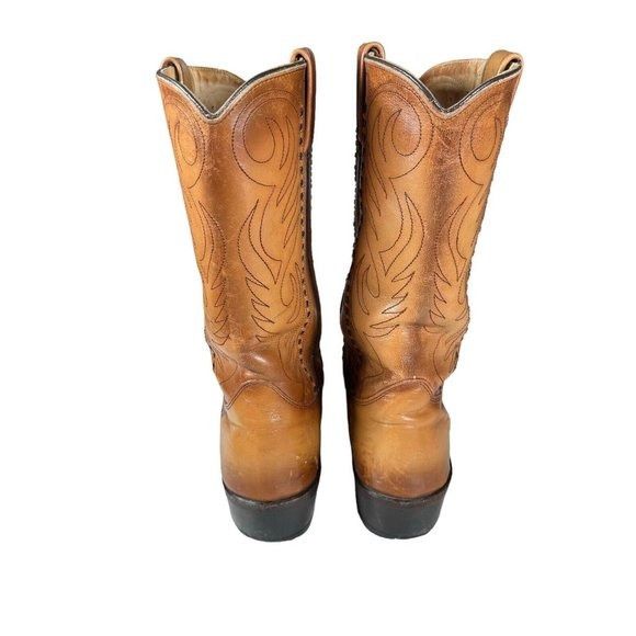 Genuine Leather × Vintage Vintage Double-H Cowboy Western Boots USA Made Patina Saddle Size US 10.5 / EU 43-44 - 7 Thumbnail