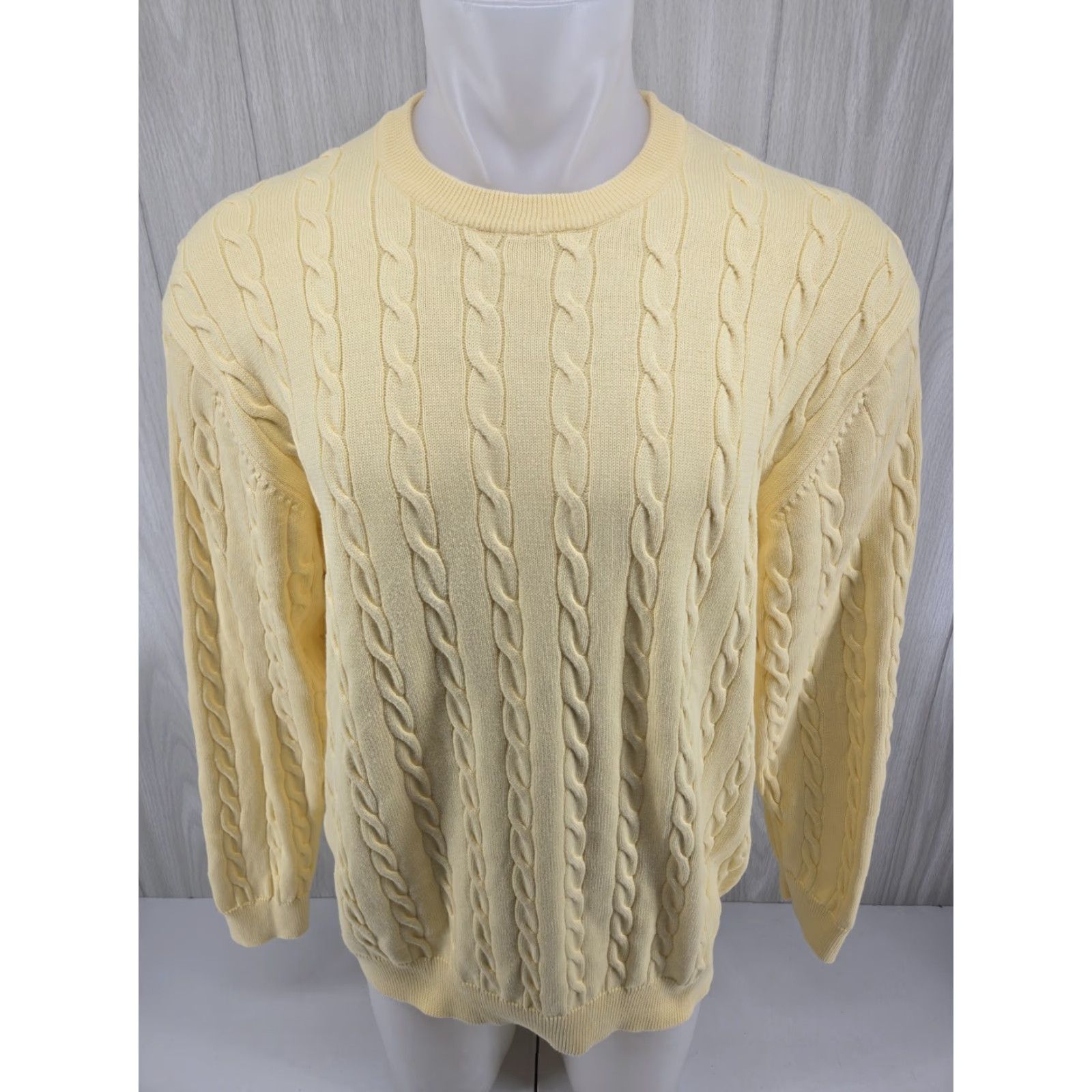 Vintage Duck Head Cable Knit Sweater Yellow Men’s XL Long Sleeve Crew Neck Pullover Size US XL / EU 56 / 4 - 2 Thumbnail