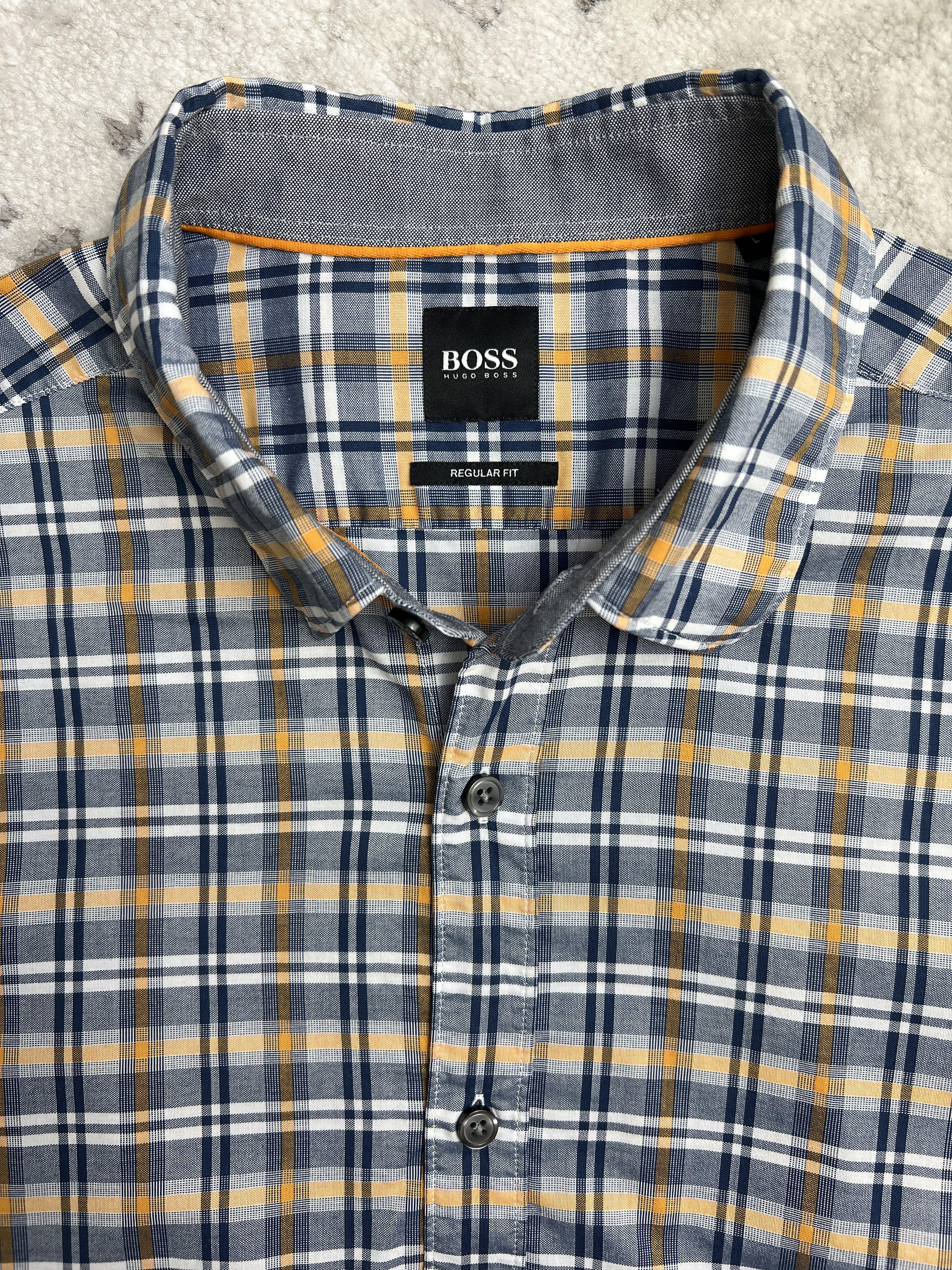Hugo Boss Hugo Boss Regular Fit Checked Shirt – Blue/Orange – Size L Size US L / EU 52-54 / 3 - 11 Thumbnail