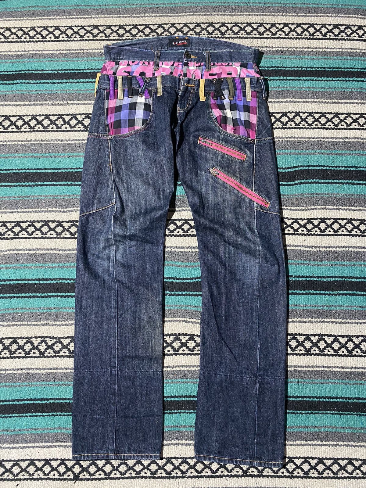 If Six Was Nine 2000s Sorridere - Double Waist Zebra Claws Faded Denim Jean Size US 32 / EU 48 - 1 Thumbnail