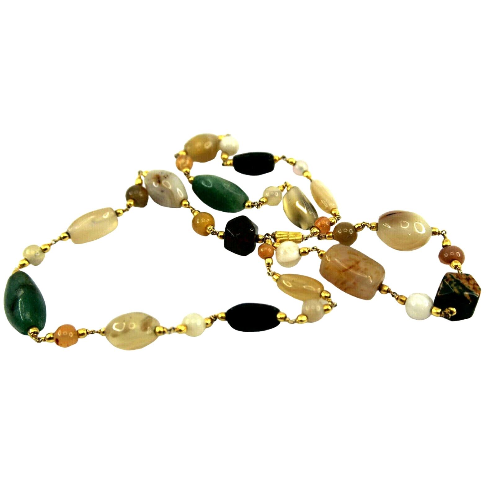 Other Multi-Colored Agate Green Black White Peach Beige Necklace Size ONE SIZE - 3 Thumbnail