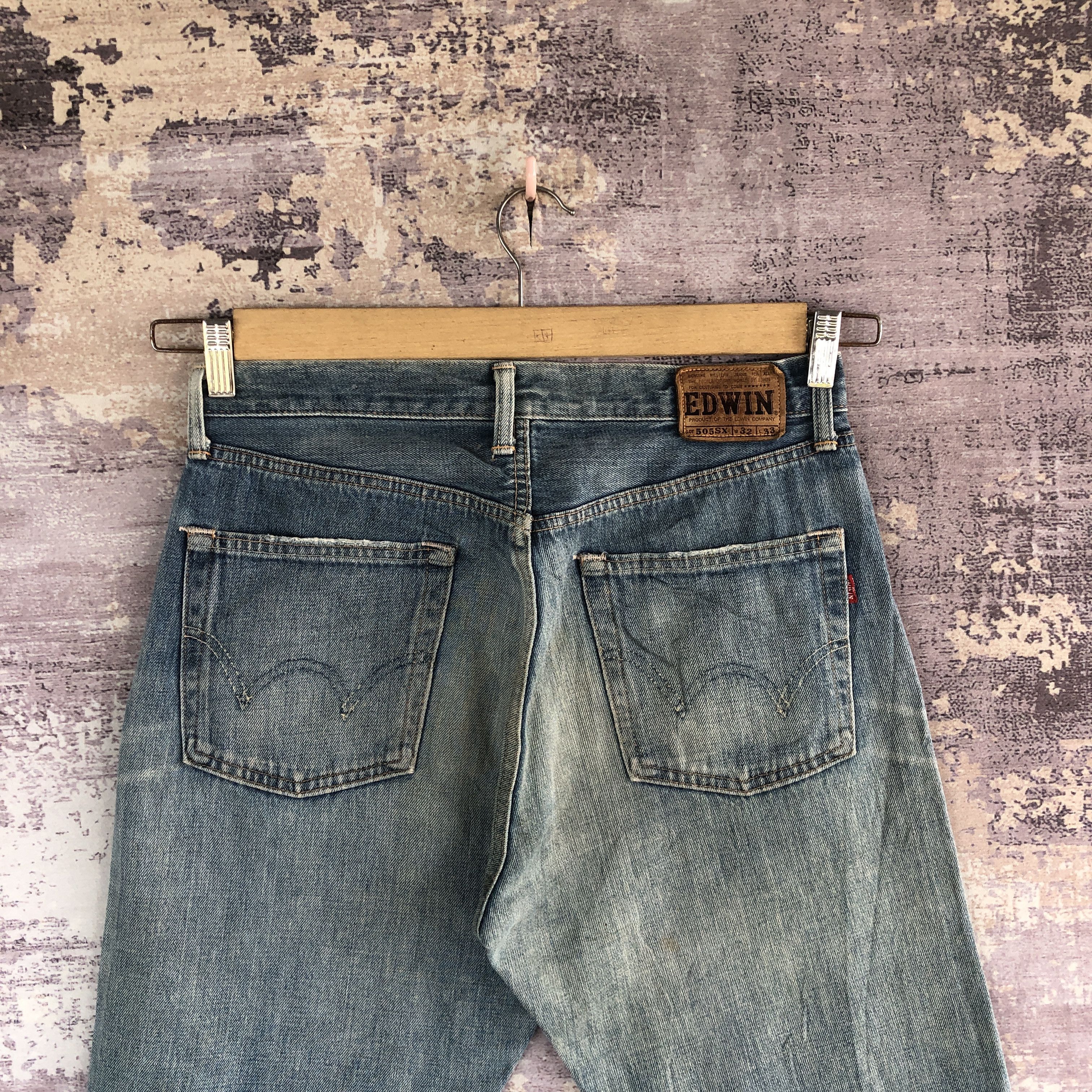 Edwin Vintage Edwin 505 Japan Selvedge Denim Faded Redline Jeans Size US 30 / EU 46 - 4 Thumbnail