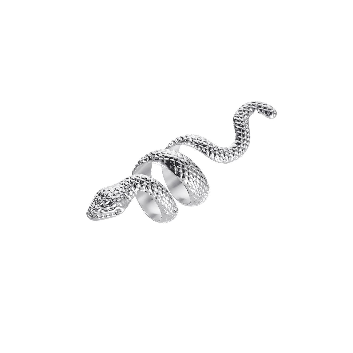 Jewelry Snake Punk Jewelry Rings Open Size Chrome Ring (Size 7-13) Size ONE SIZE - 5 Thumbnail