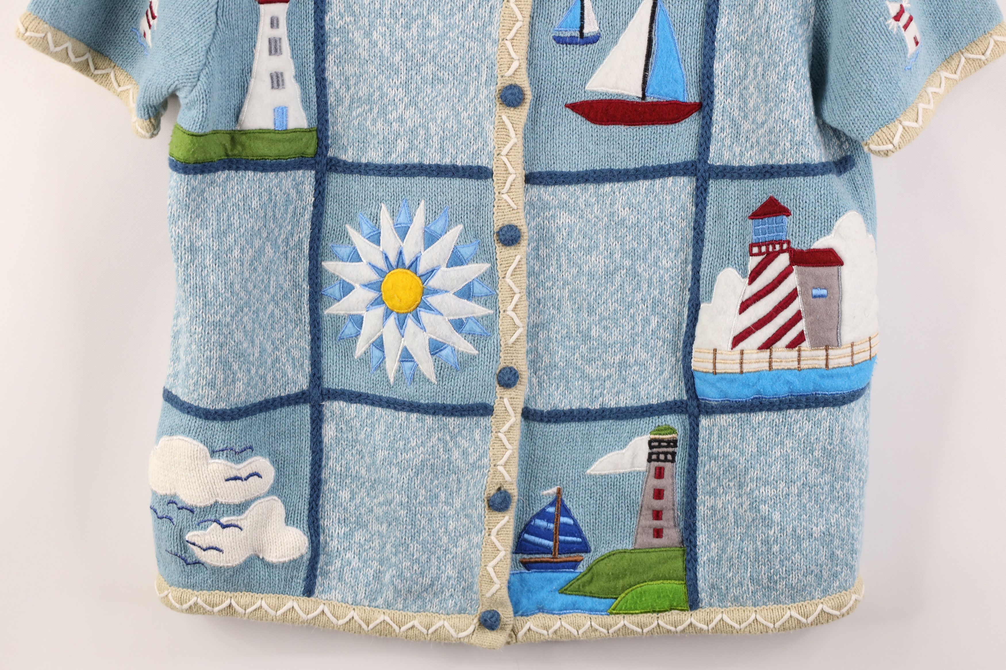 Vintage Vintage 90s Streetwear Lighthouse Sailboat Knit Sweater Size S / US 4 / IT 40 - 3 Thumbnail