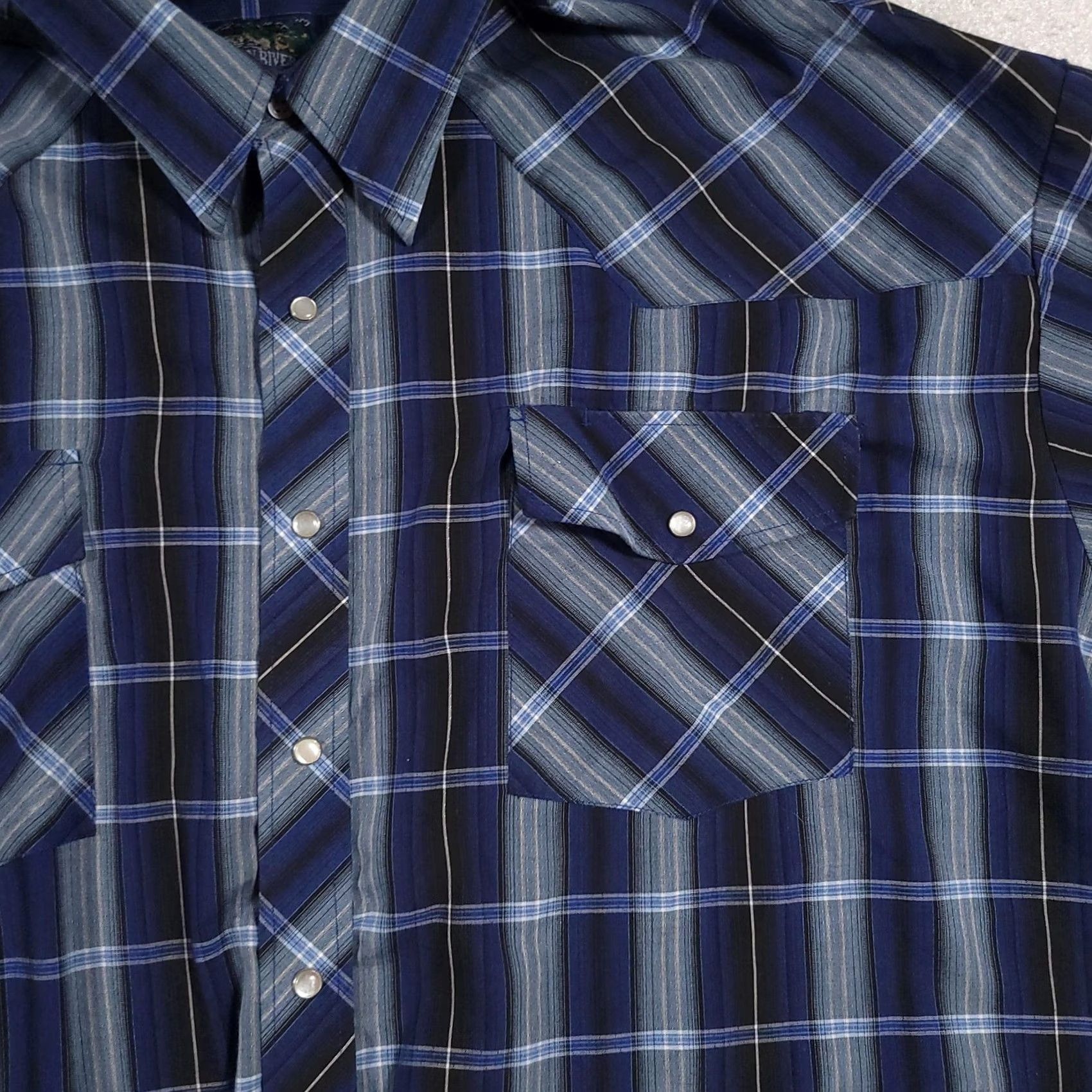 Vintage Salmon River Traders Shirt Mens 3X Blue Plaid Long Sleeve Western Cowboy Pearl Snap Size US XXL / EU 58 / 5 - 5 Thumbnail