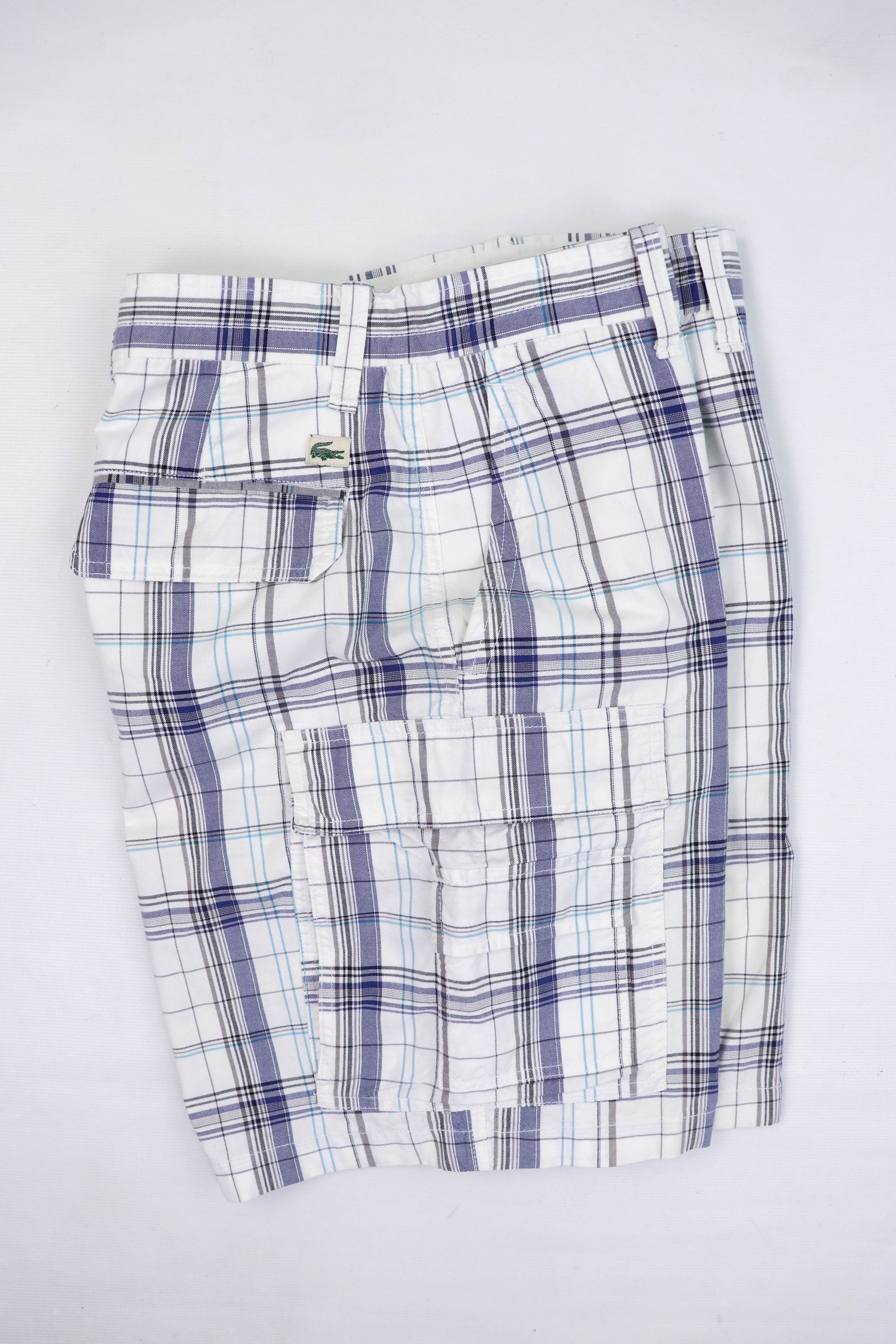Lacoste Lacoste White Plaid Check Cotton Bermuda Cargo Shorts Size US 33 - 3 Thumbnail